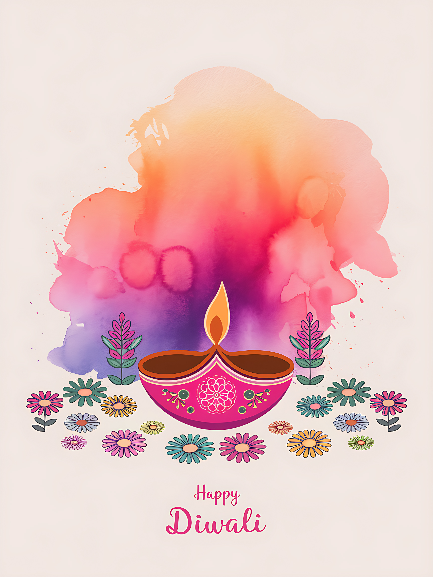 Minimalist Diwali Scene Illustration
