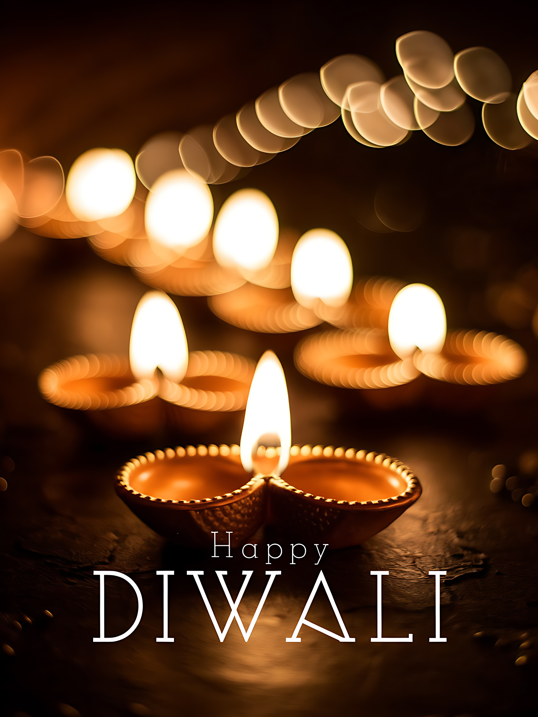 Minimalist Happy Diwali Poster with Diya Circle