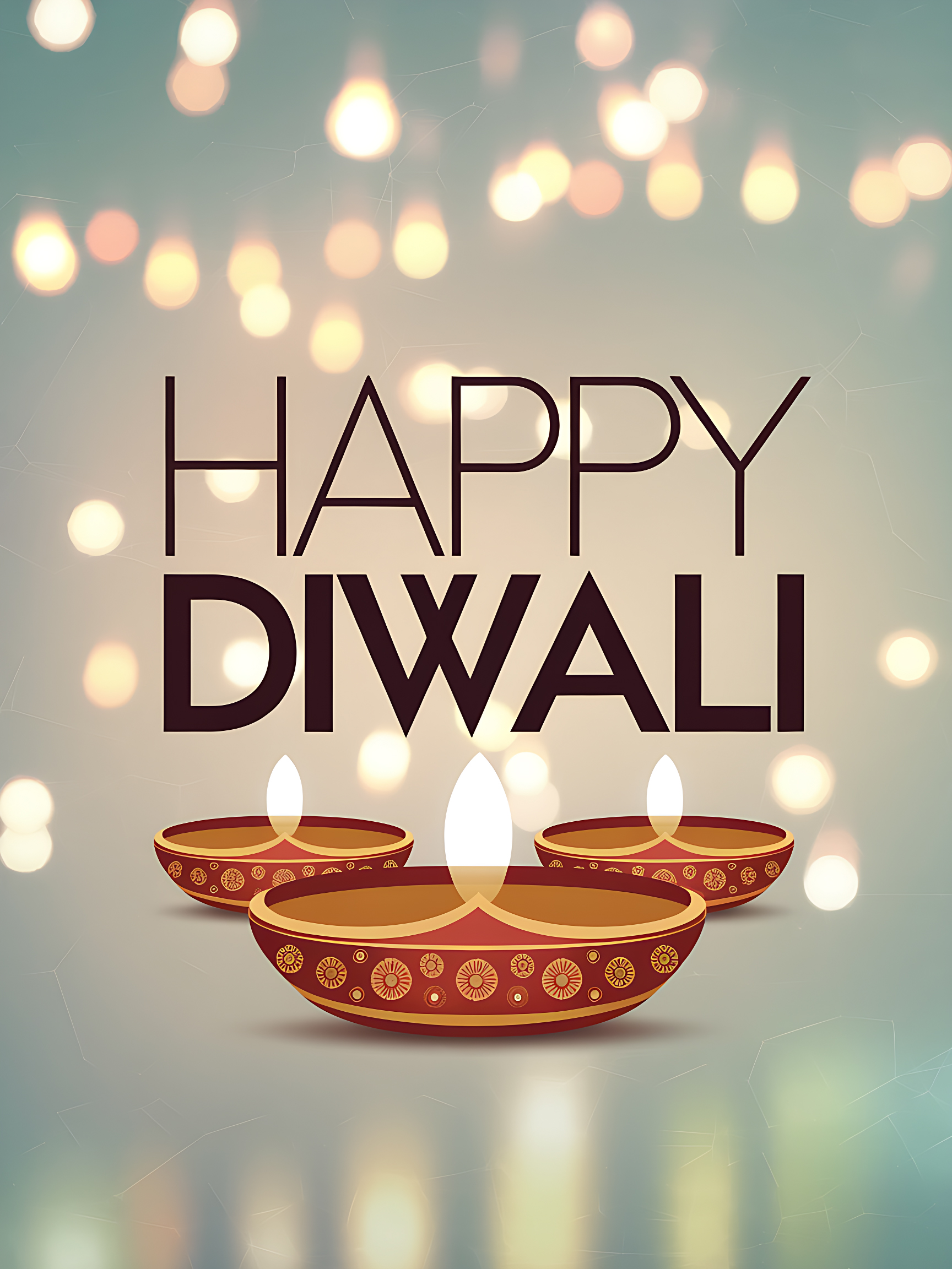 Diwali Poster with Simple Design and Diya