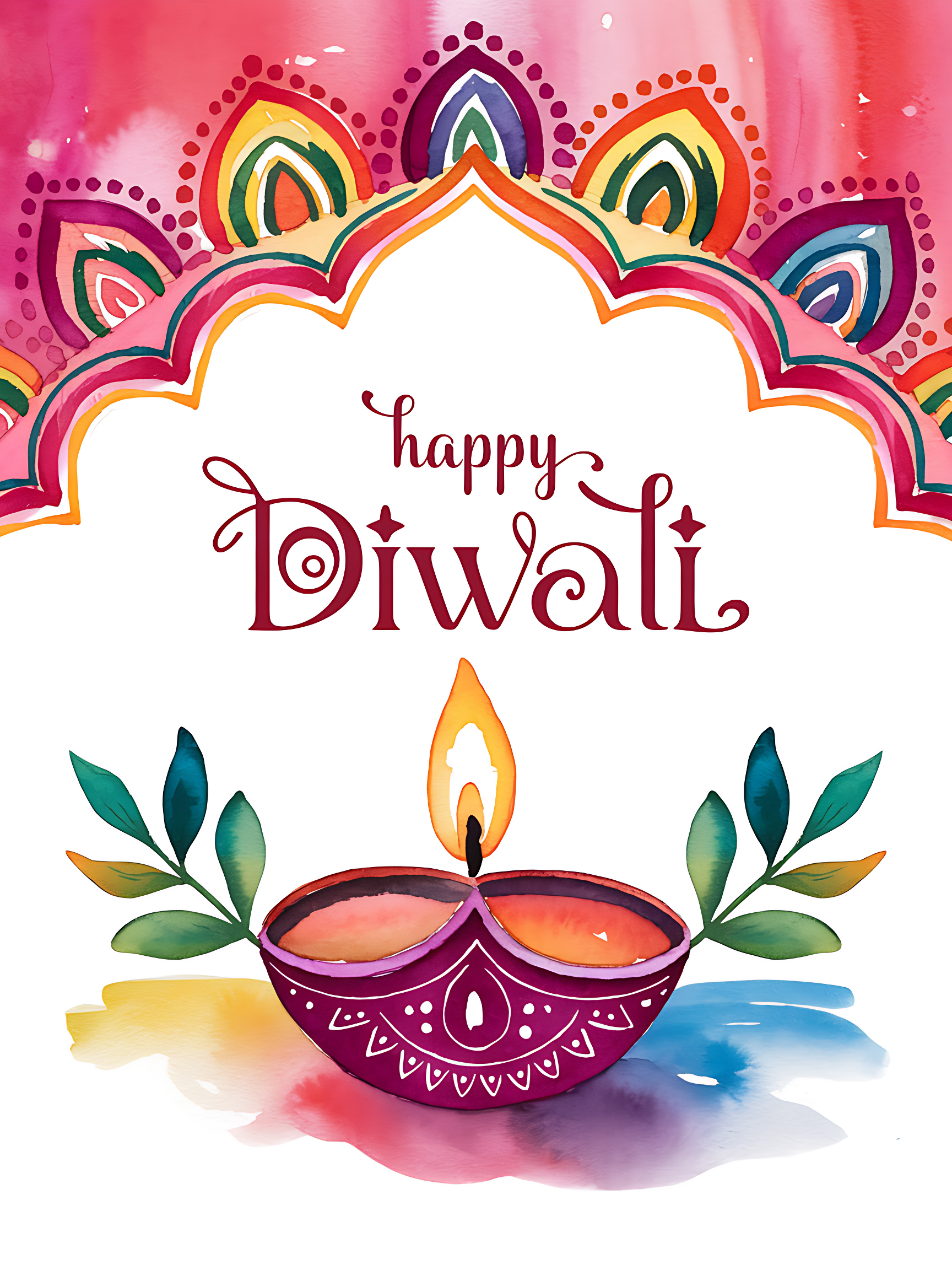 Diwali Celebration Card with Decorative Diyas