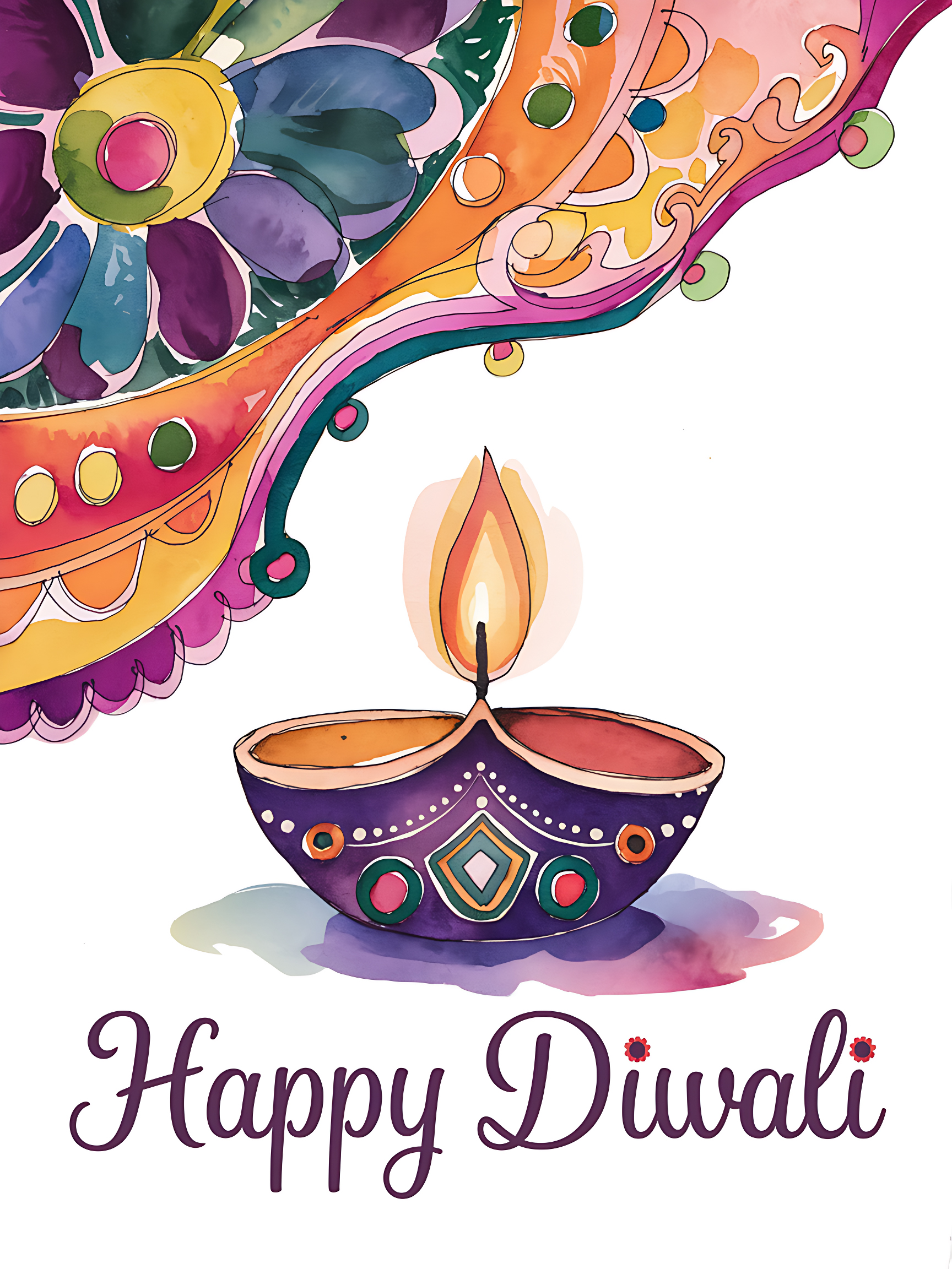 Elegant Diwali Greeting Card with Fireworks