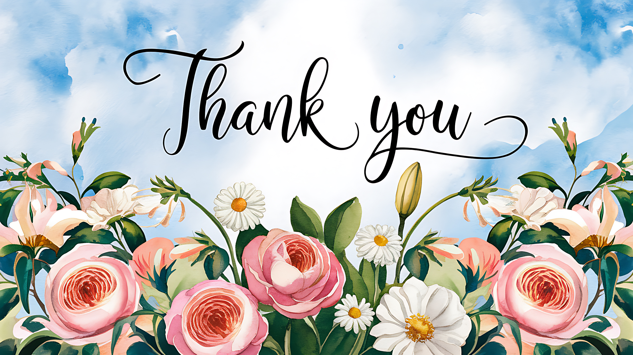 Thank You Watercolor Floral Bouquet