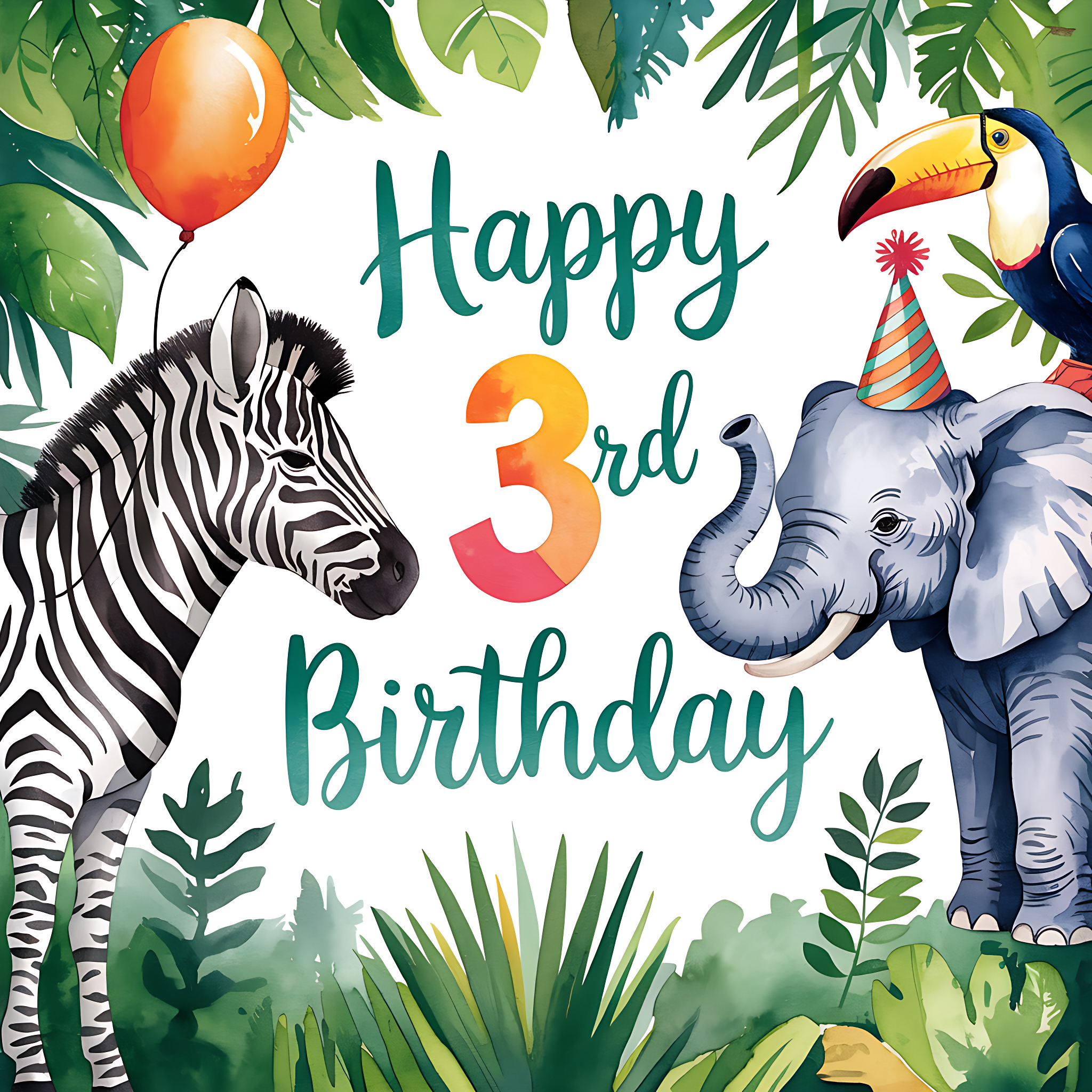 Happy 3rd Birthday Jungle Animals