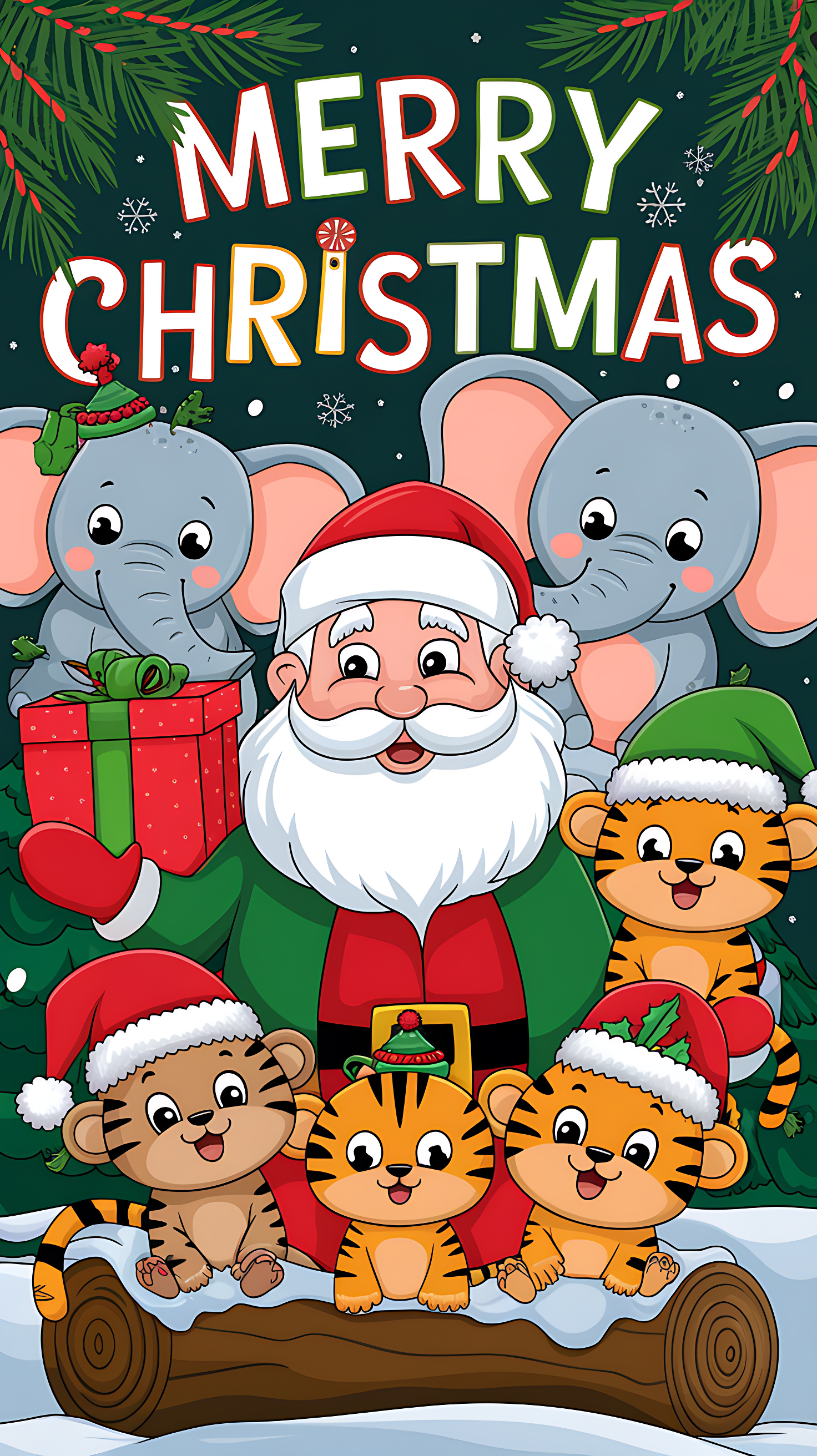 Santa Claus with Jungle Animals