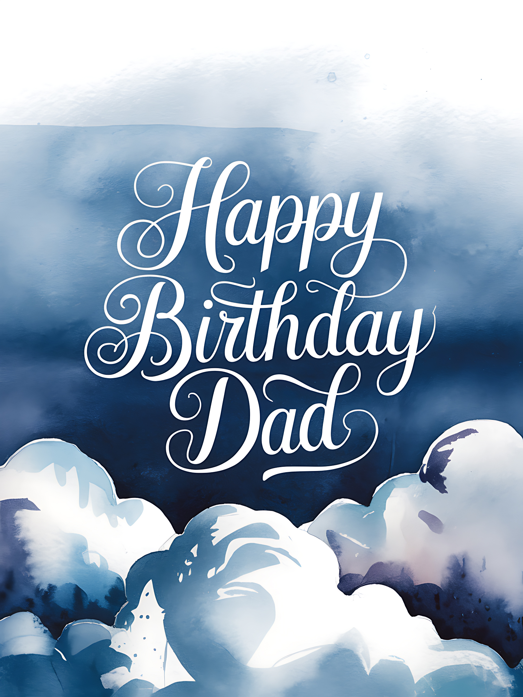 Free Download Happy Birthday Dad Watercolor, image size:1728x2304