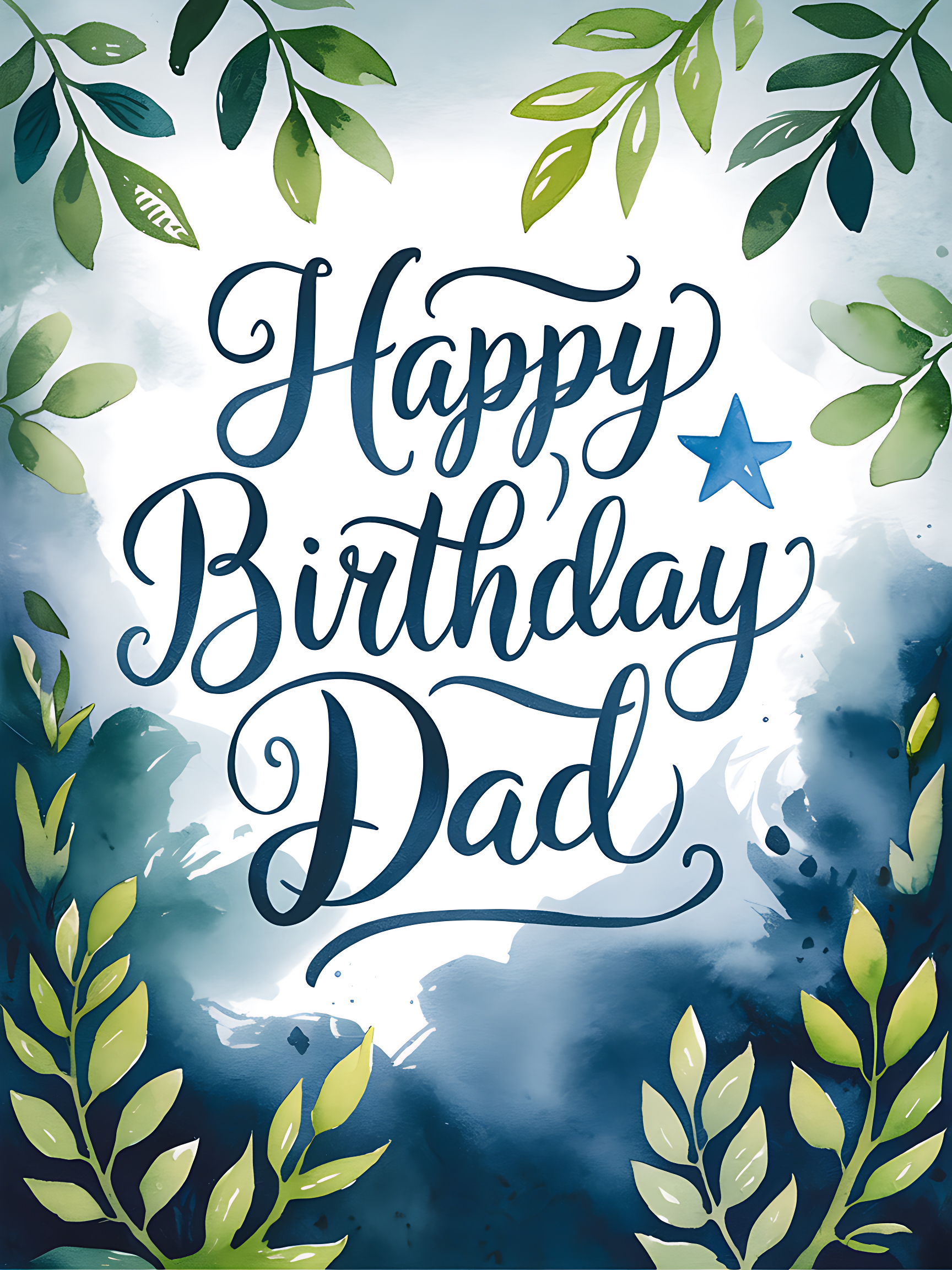 Happy Birthday Dad Watercolor