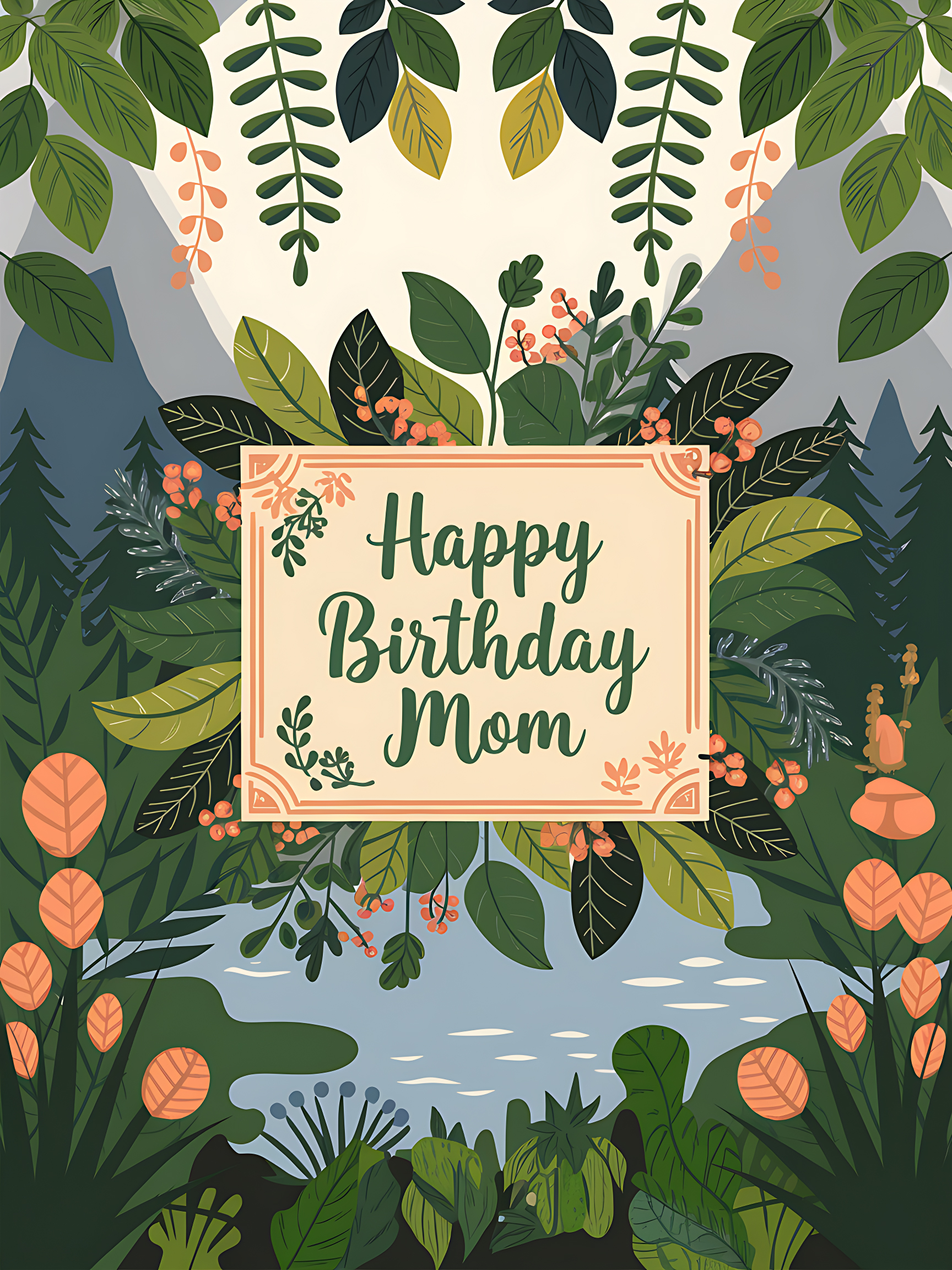 Happy Birthday Mom Watercolor