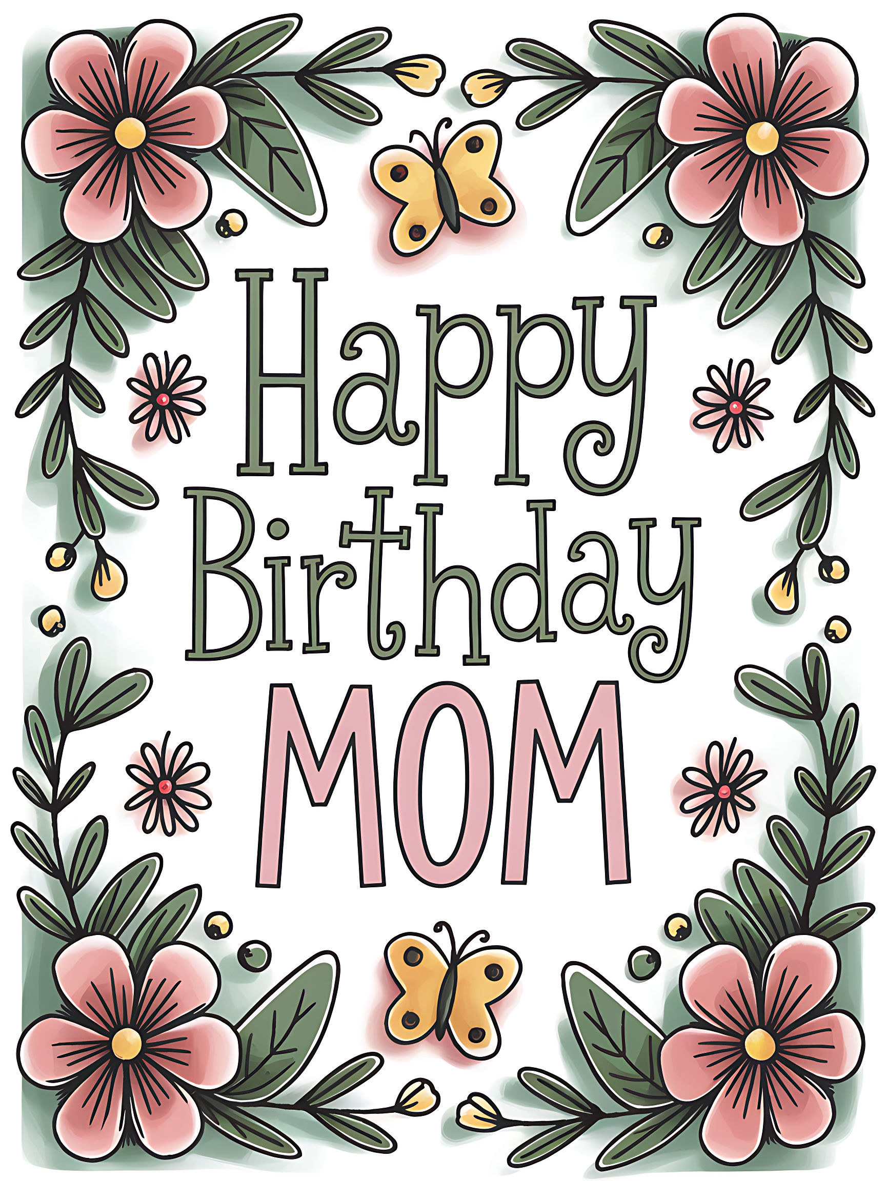 Happy Birthday Mom Floral
