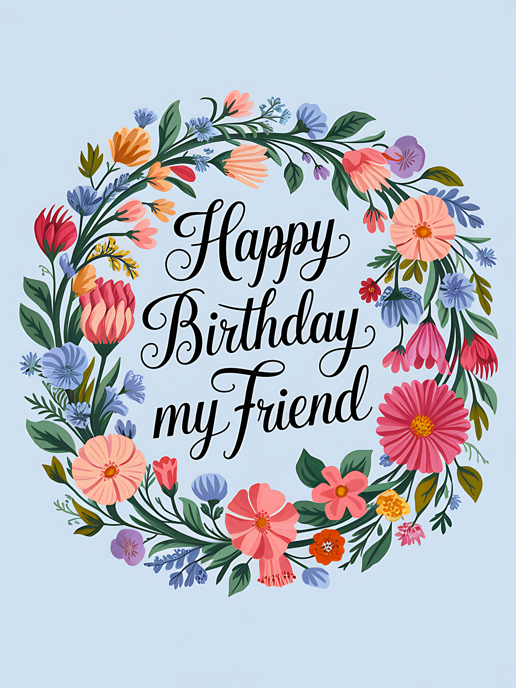Happy Birthday My Friend Floral