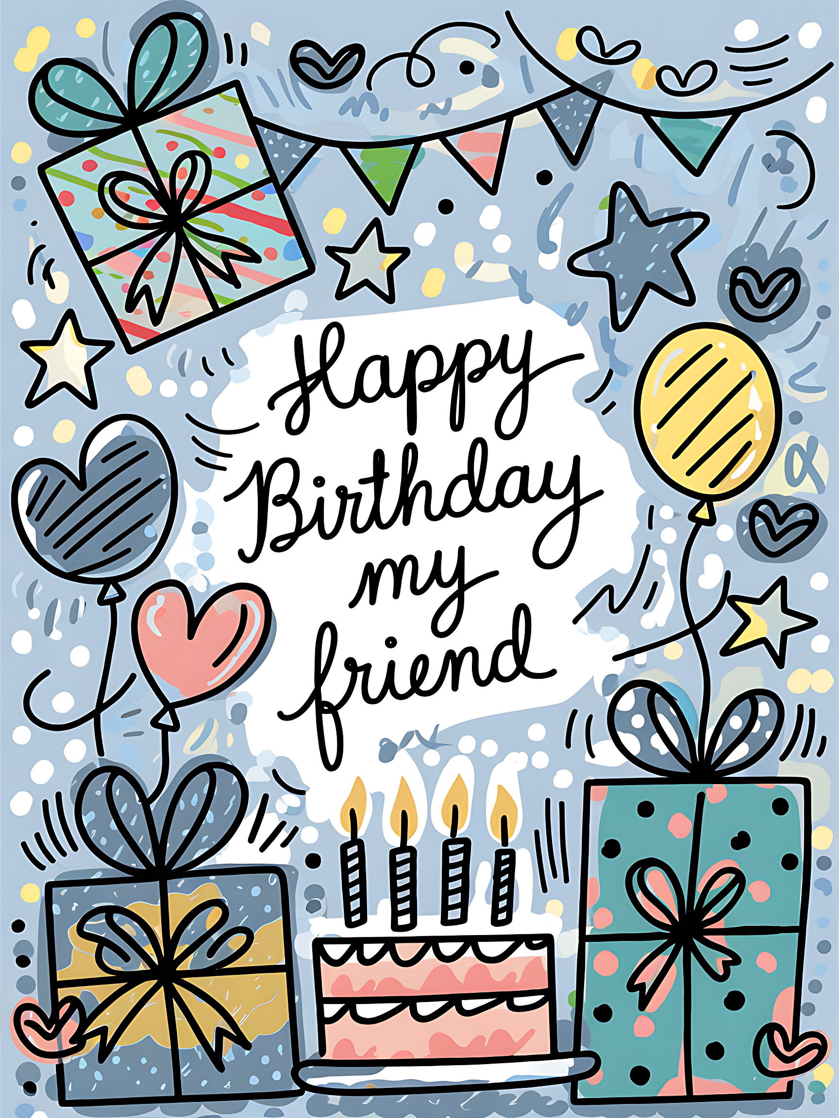 Happy Birthday My Friend Doodles
