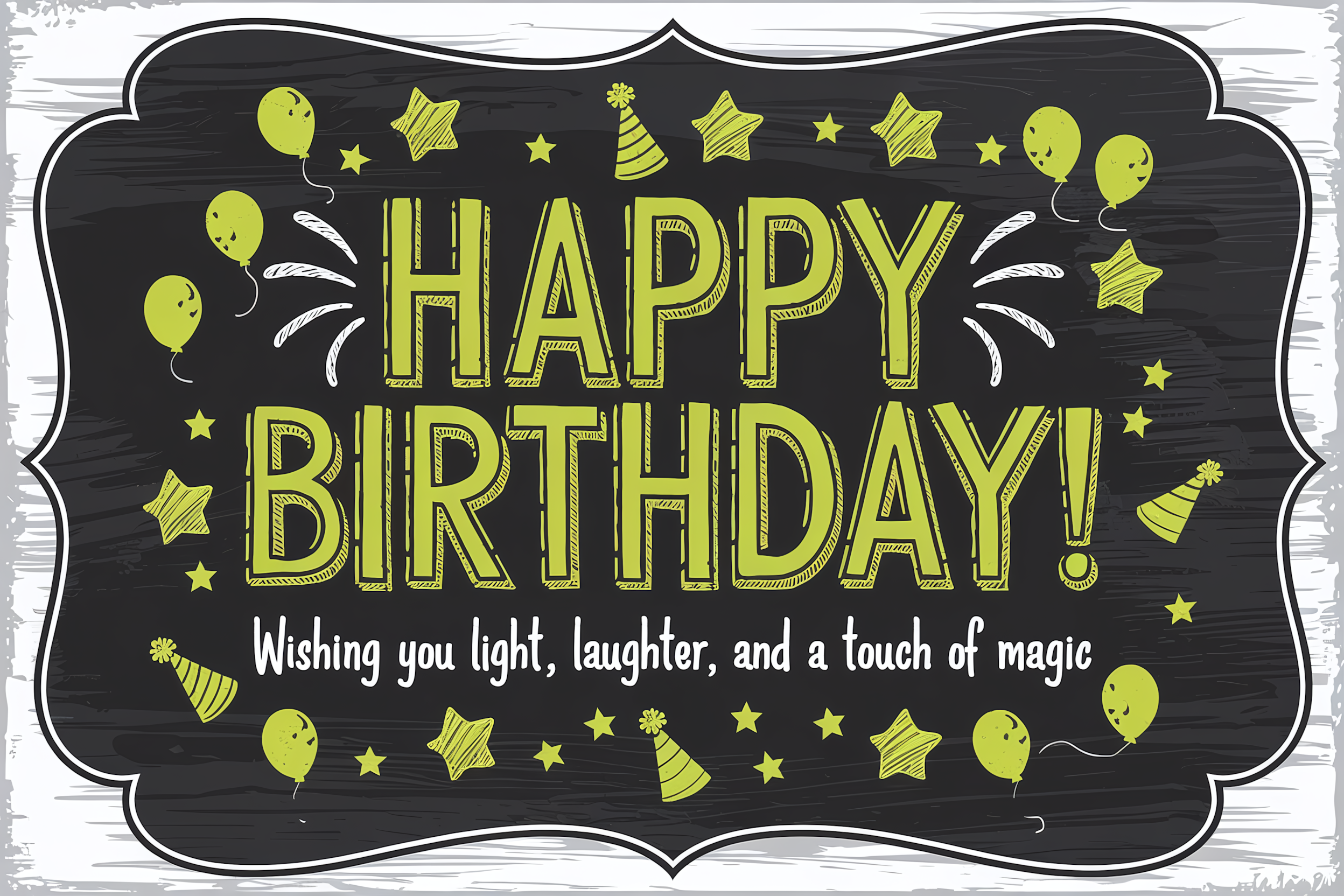 Hand Drawn Chalkboard Happy Birthday Card