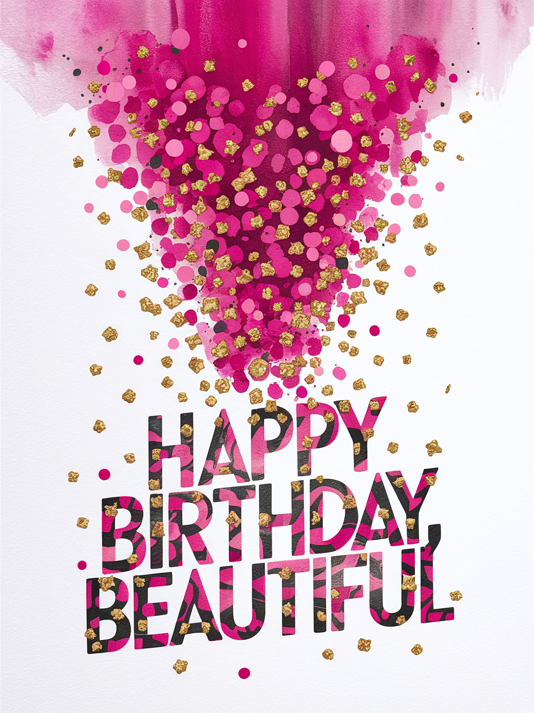 Happy Birthday Beautiful Confetti Watercolor Design