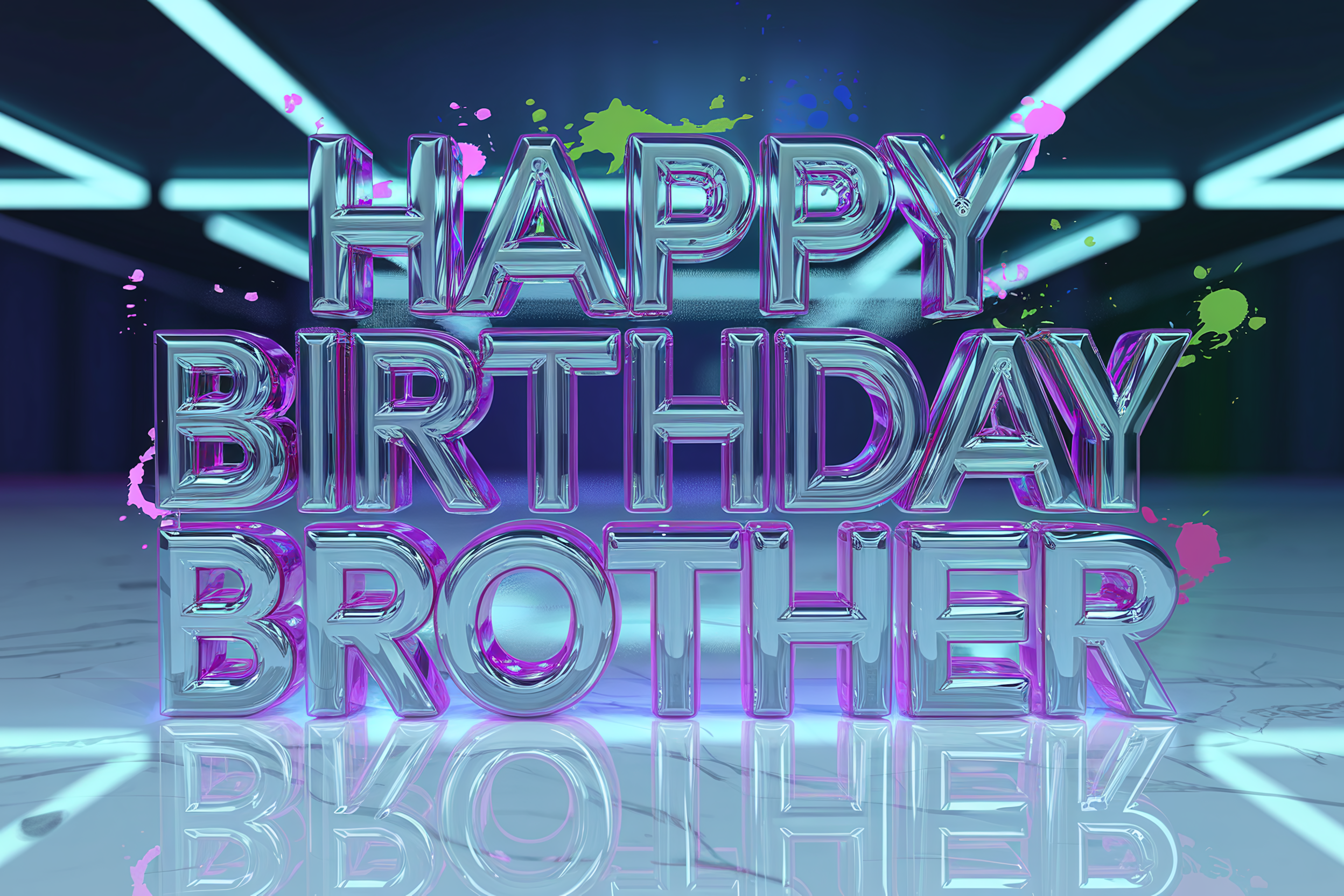 Happy Birthday Brother 3D Text Render