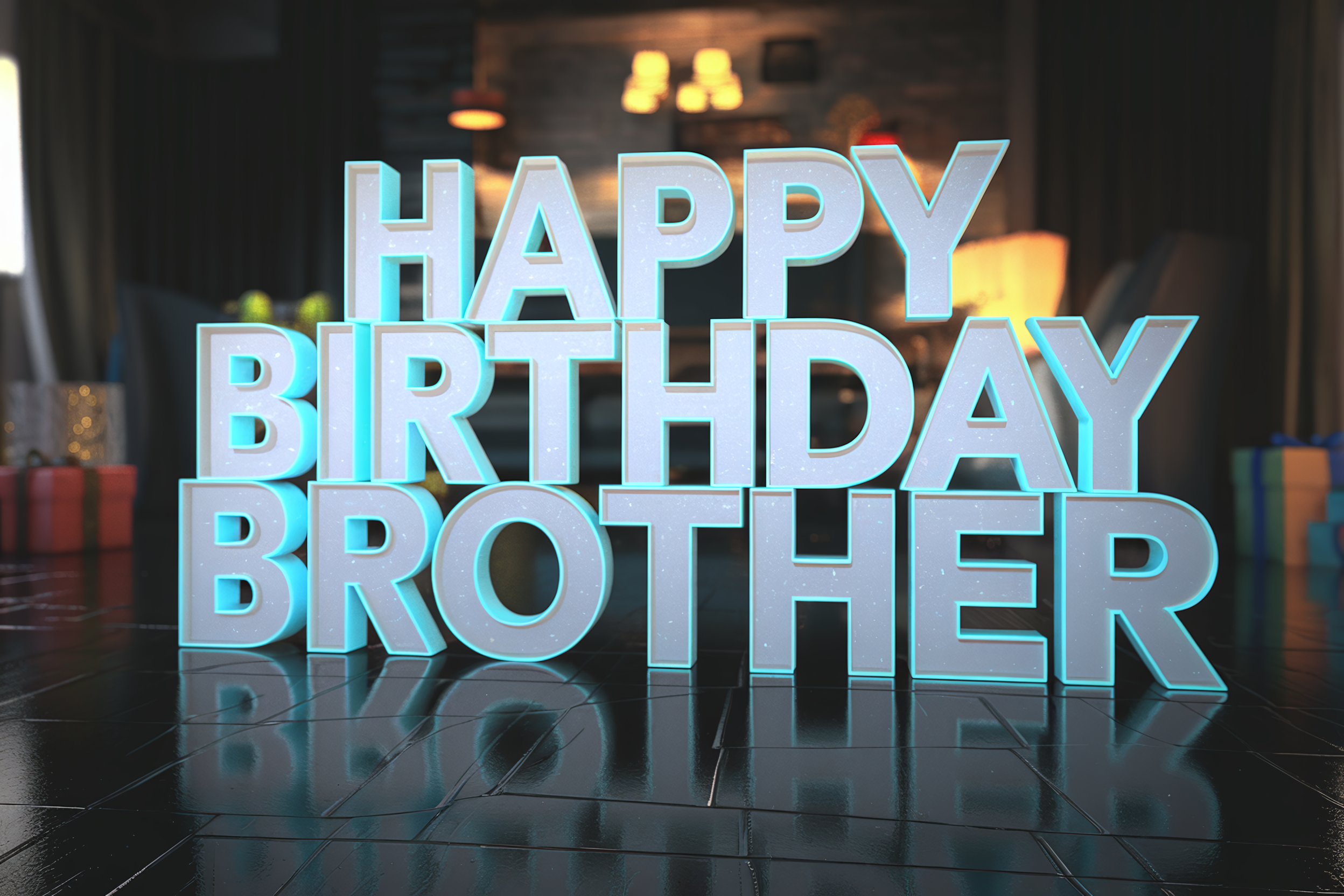 Happy Birthday Brother 3D Render