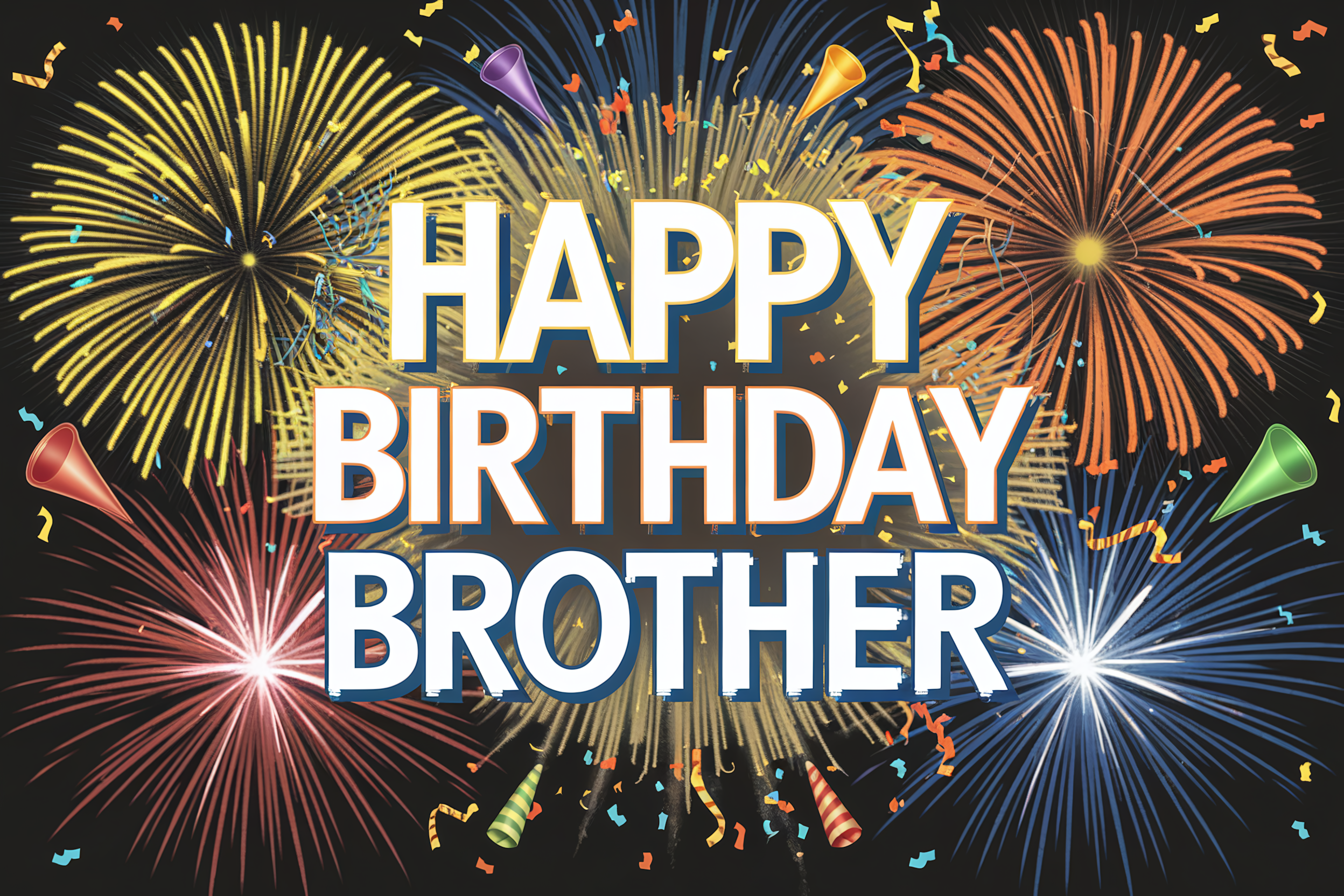 Happy Birthday Brother Fireworks Card