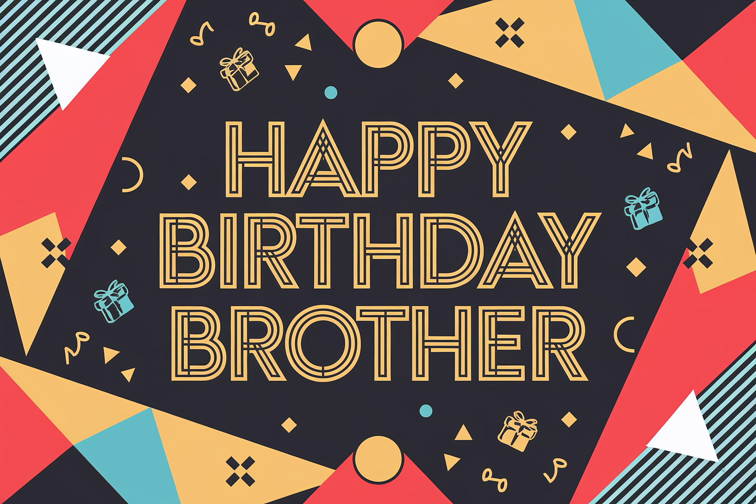 Modern Geometric Happy Birthday Brother Card Design