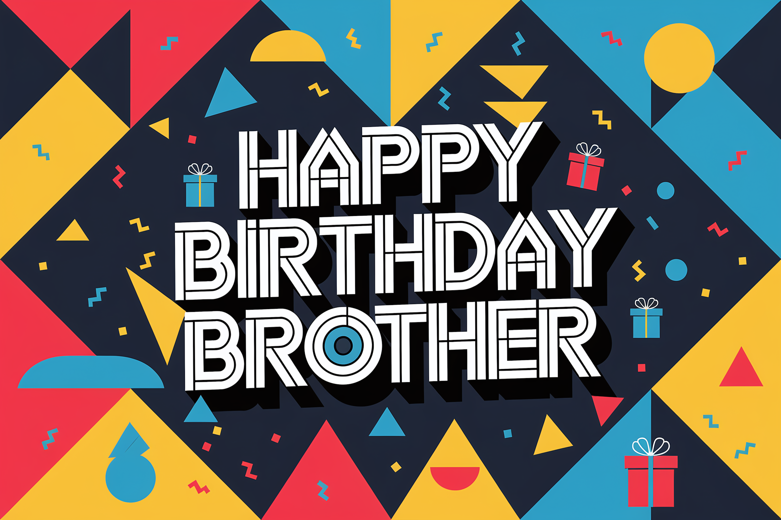 Happy Birthday Brother Greeting Card with Geometric Design