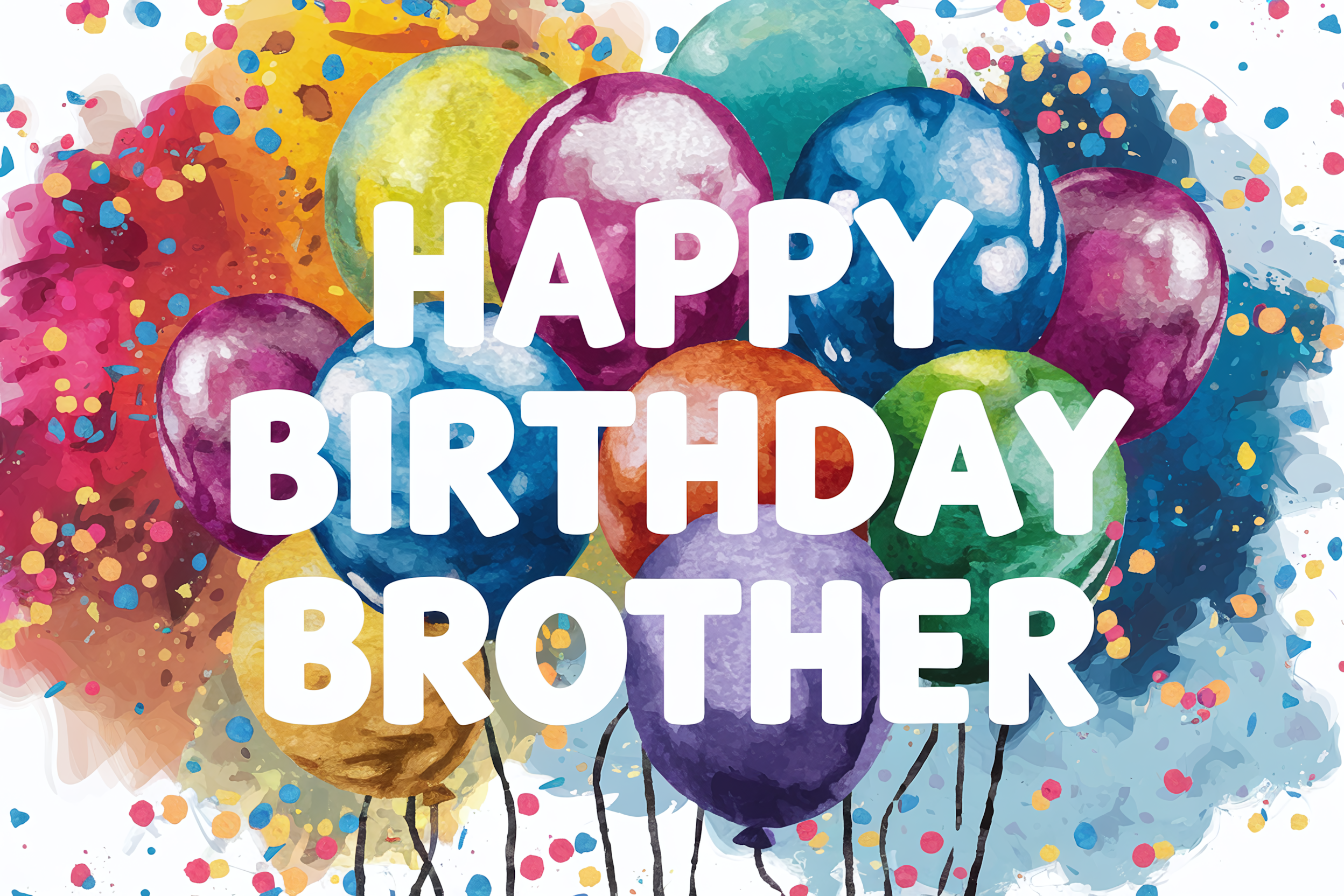 Happy Birthday Brother Watercolor Illustration