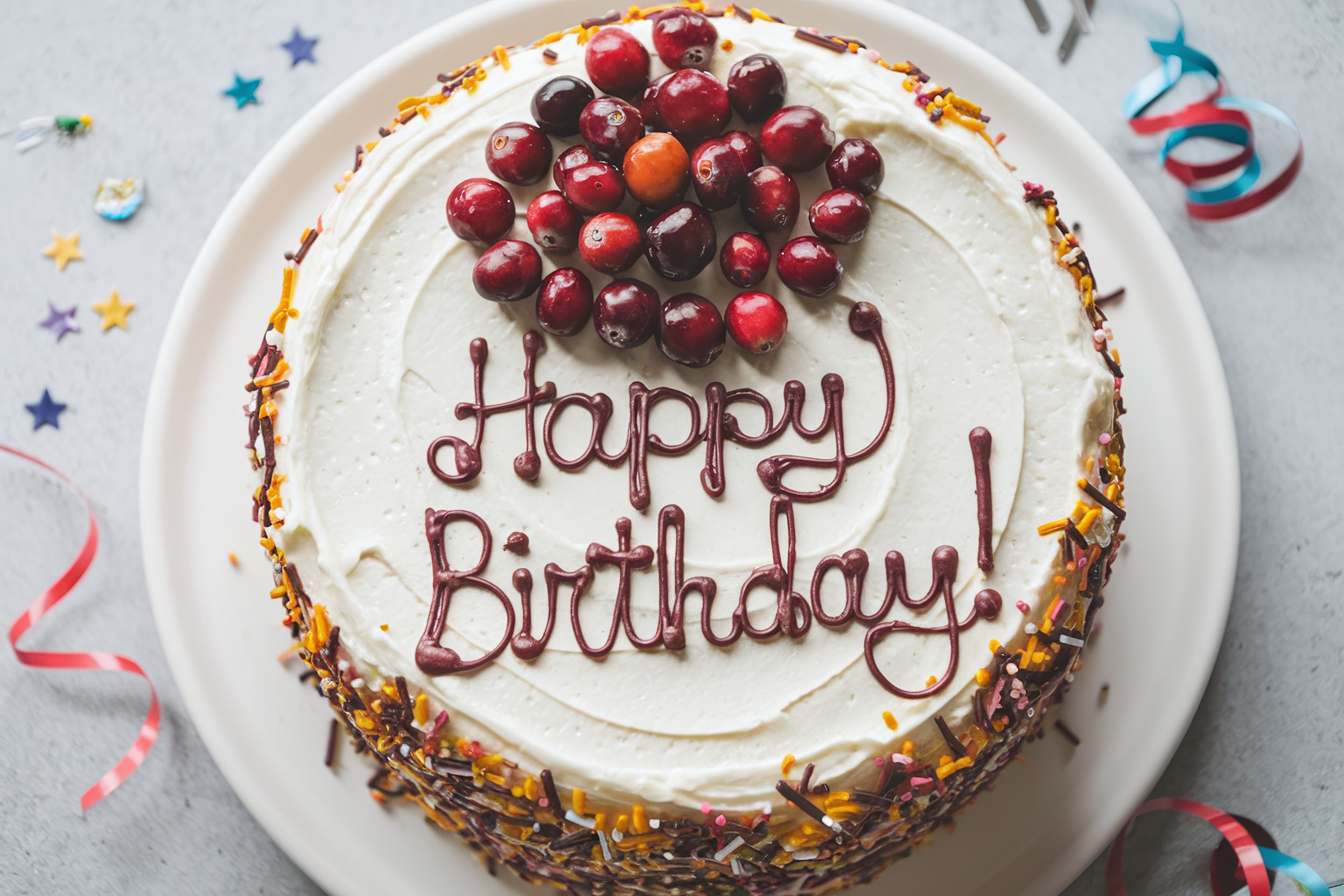 Free Download Happy Birthday Cake with Cranberries