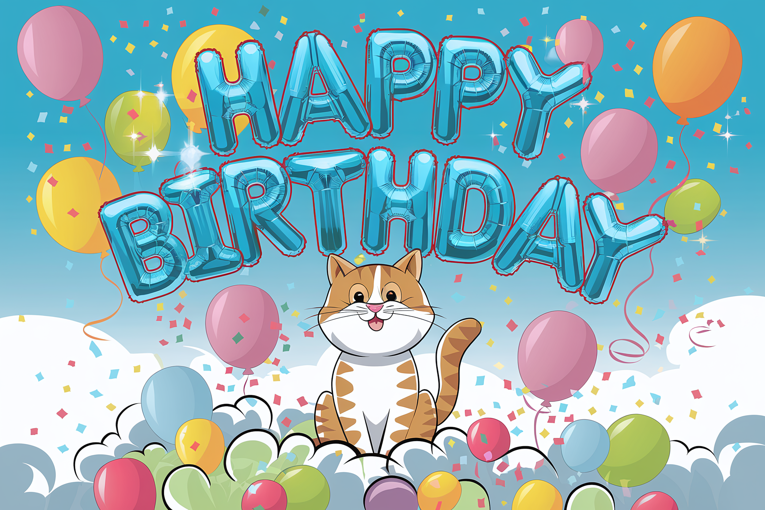 Happy Birthday Cat Cartoon