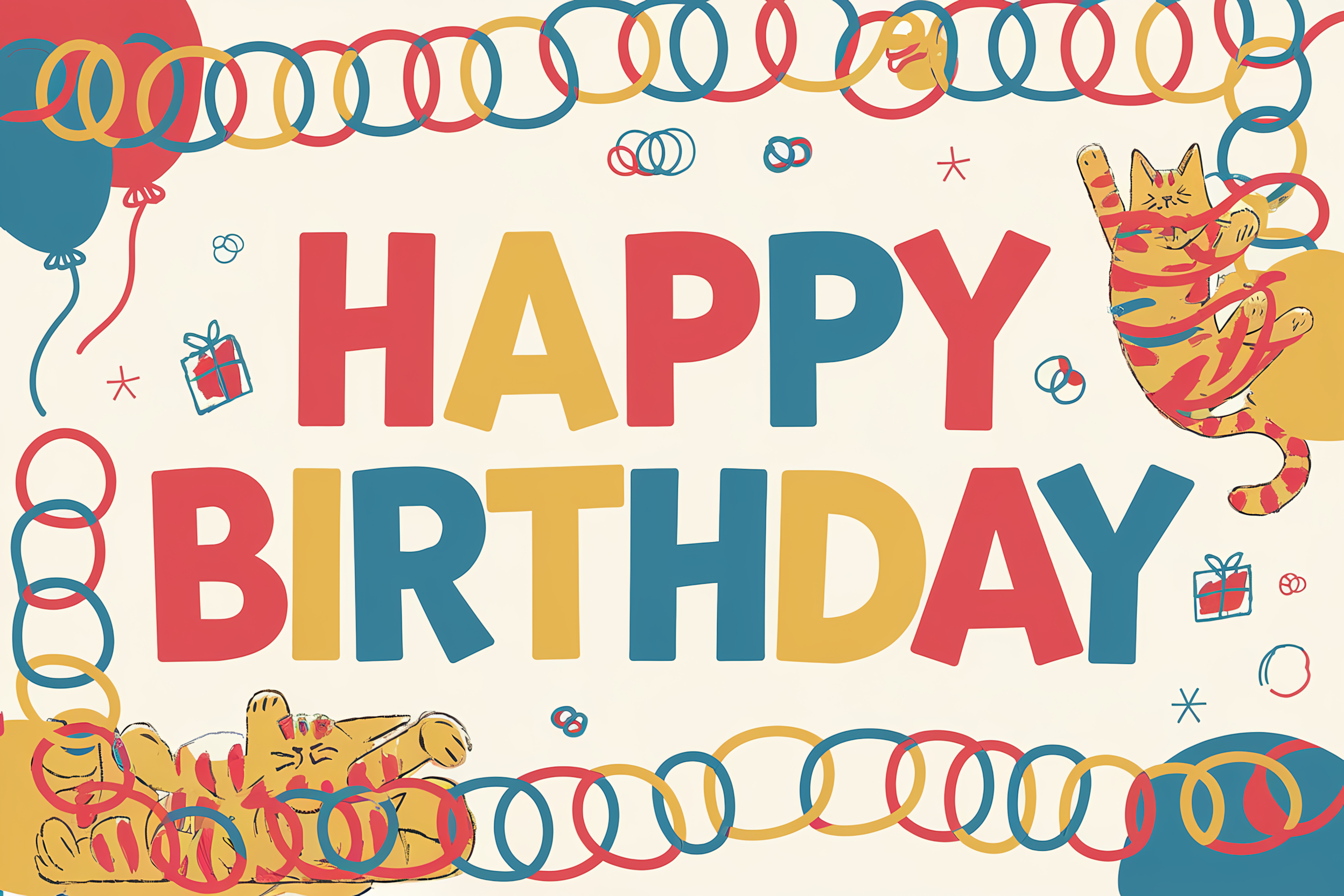Happy Birthday Card with Cats