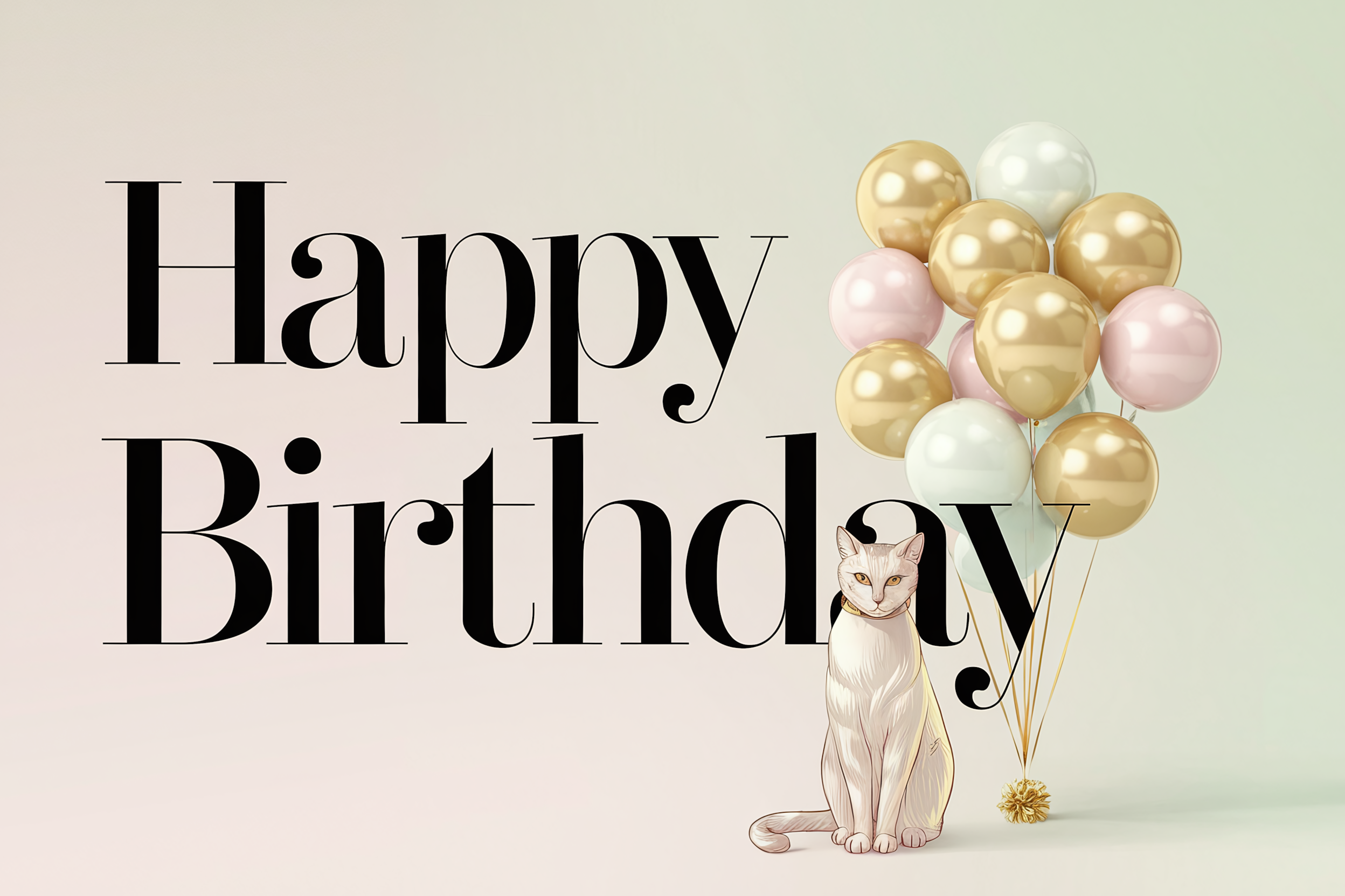 Minimalist Cat Birthday Card