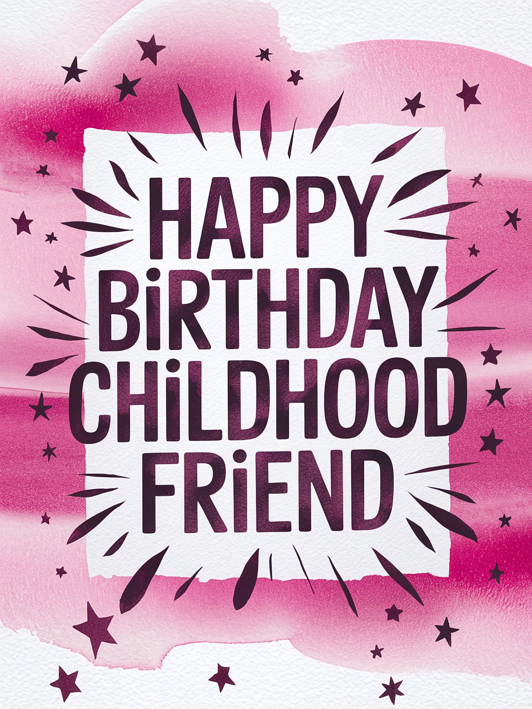 Happy Birthday Childhood Friend Watercolor Greeting Card