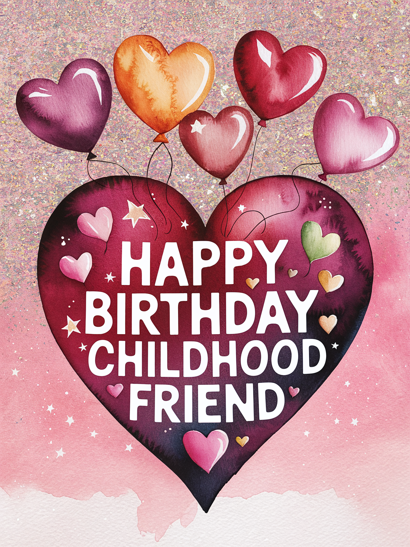 Watercolor Heart Birthday Card