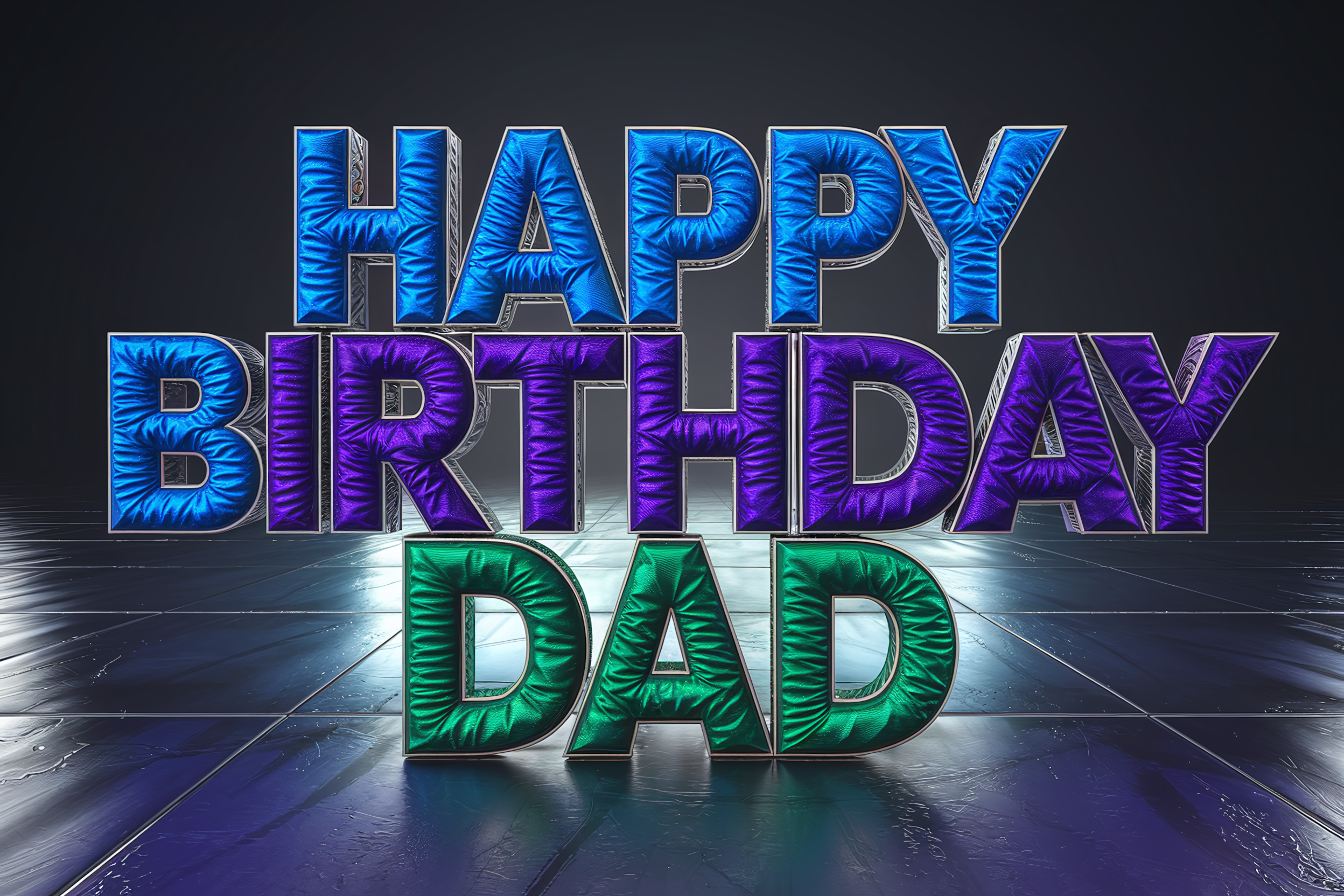3D Render Happy Birthday Dad Text