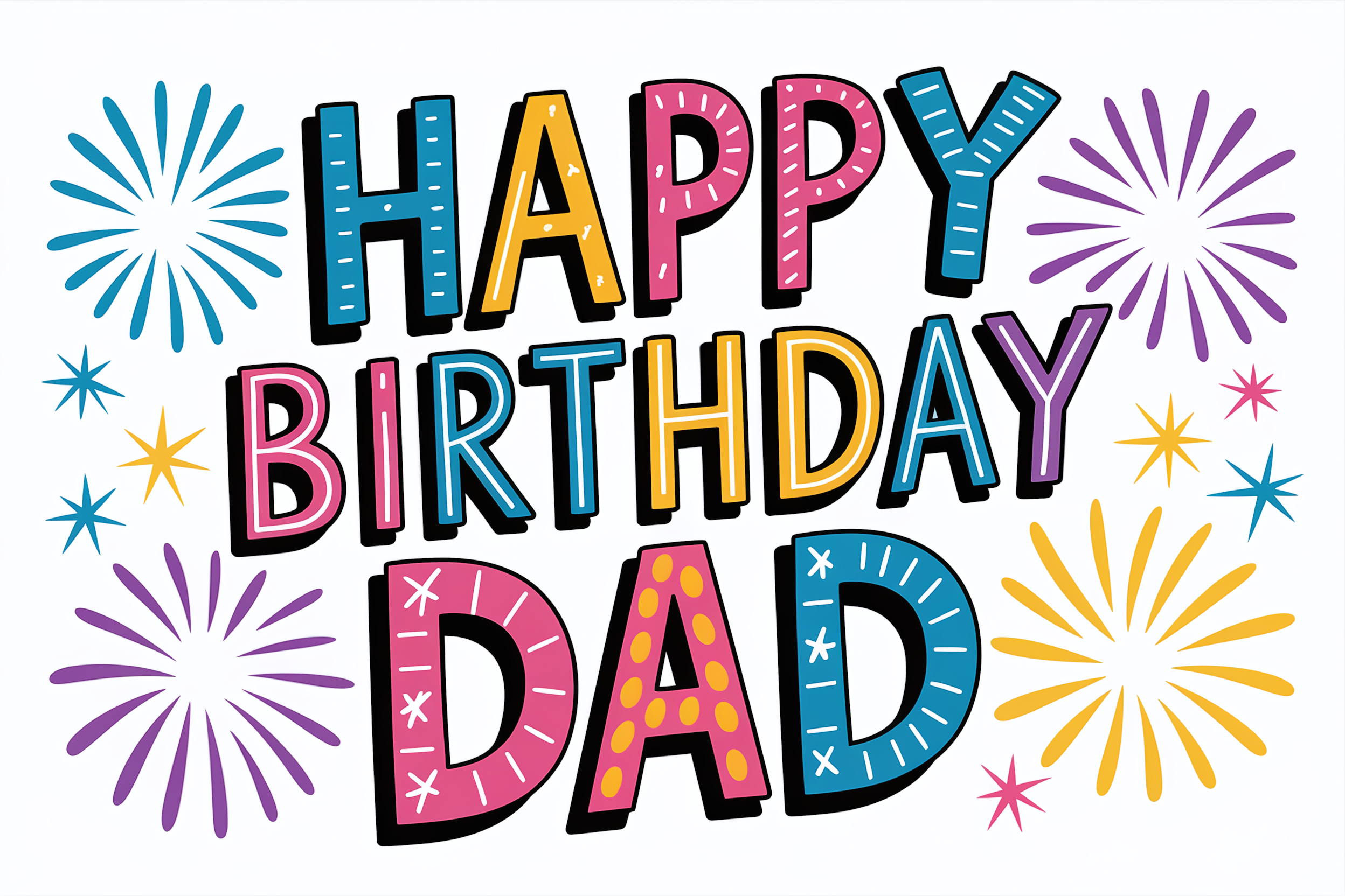 Colorful Happy Birthday Dad Card
