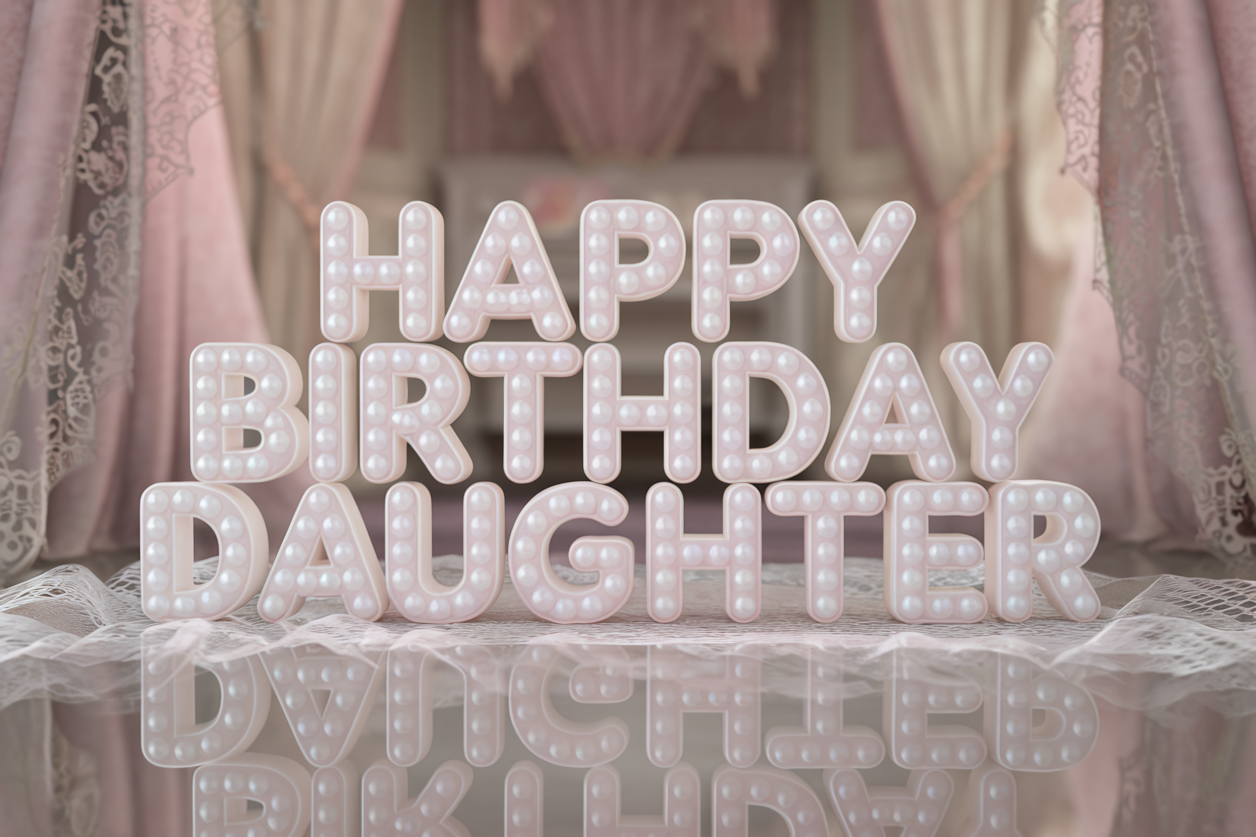 Oaktree Happy Birthday Daughter Folienbanner – Holografisch Pink, 2,7 M