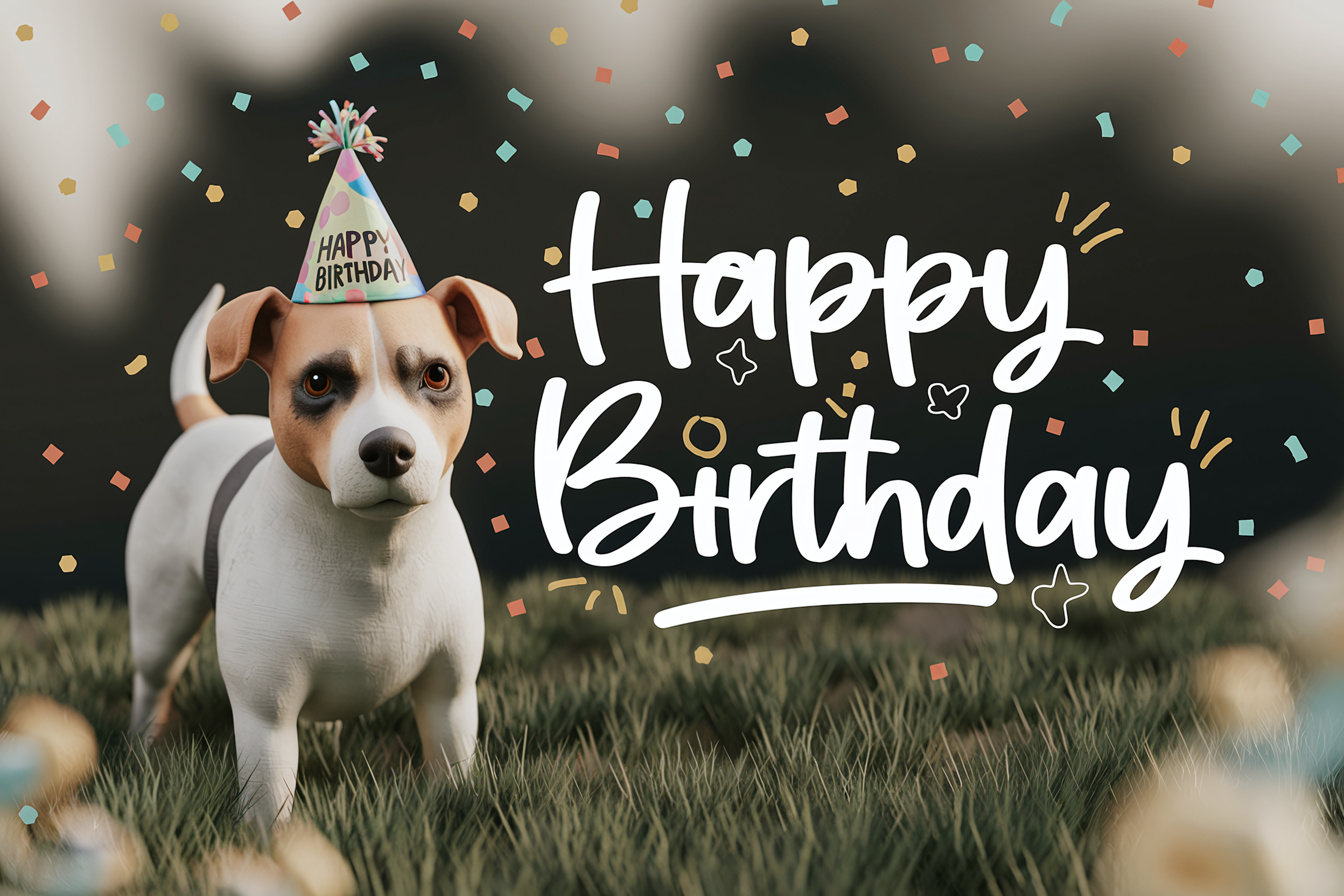 Dog Wearing Happy Birthday Hat