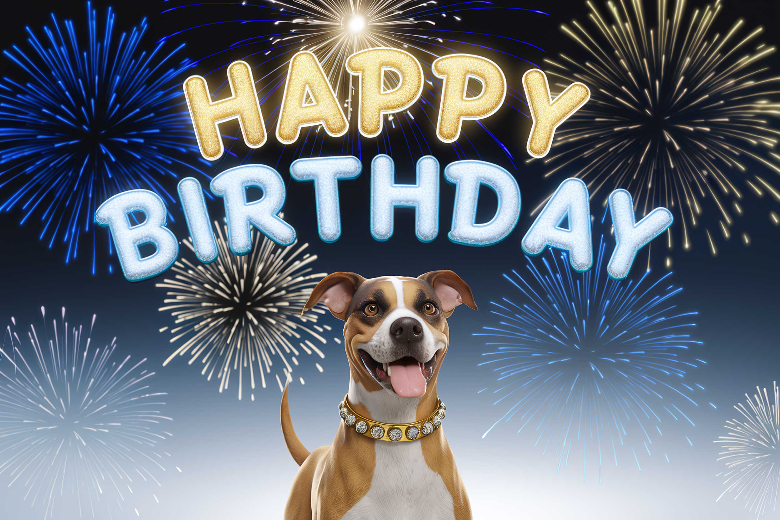 Happy Birthday Dog with Fireworks