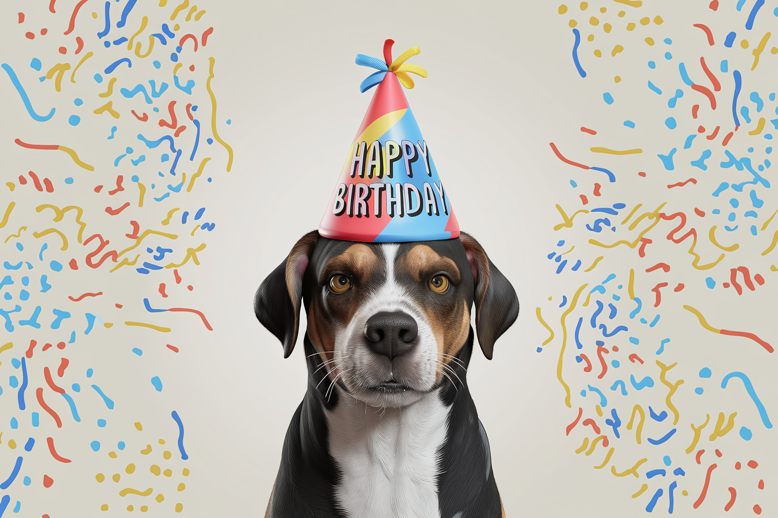 Dog Wearing a Happy Birthday Hat