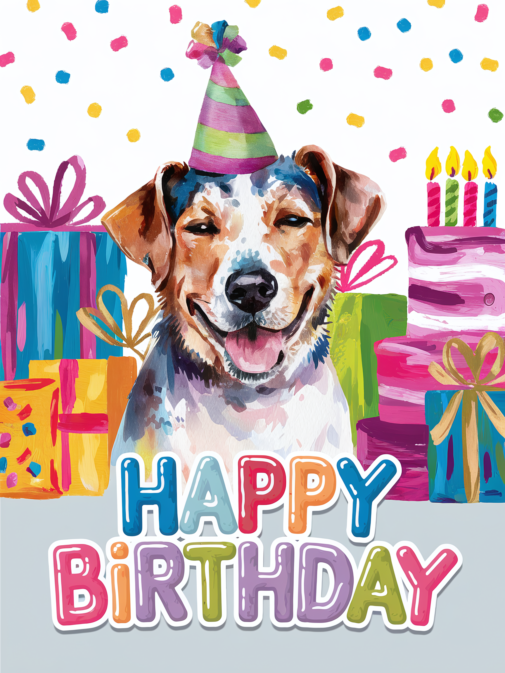 Dog Birthday Watercolor Illustration