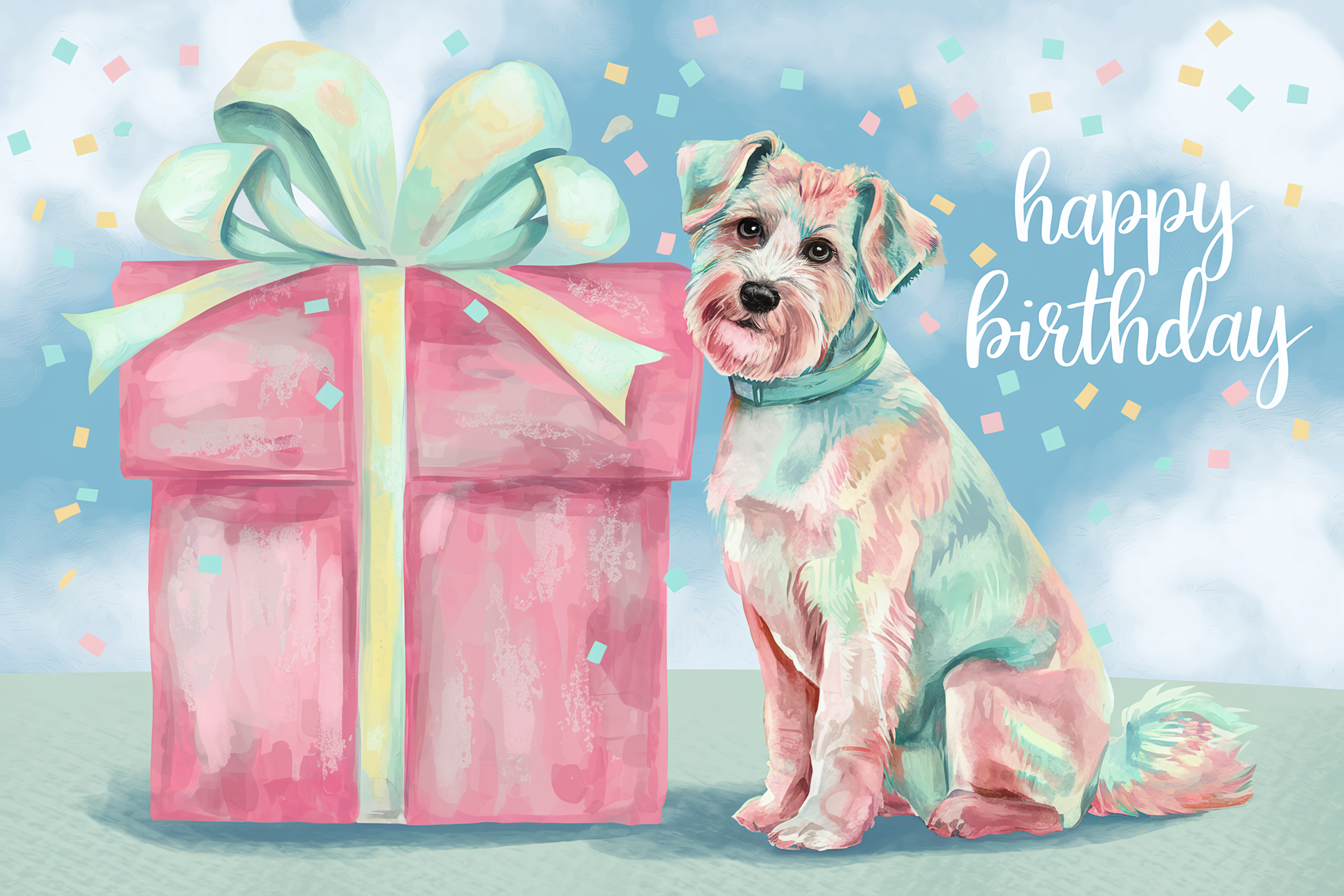 Watercolor Dog Birthday Card