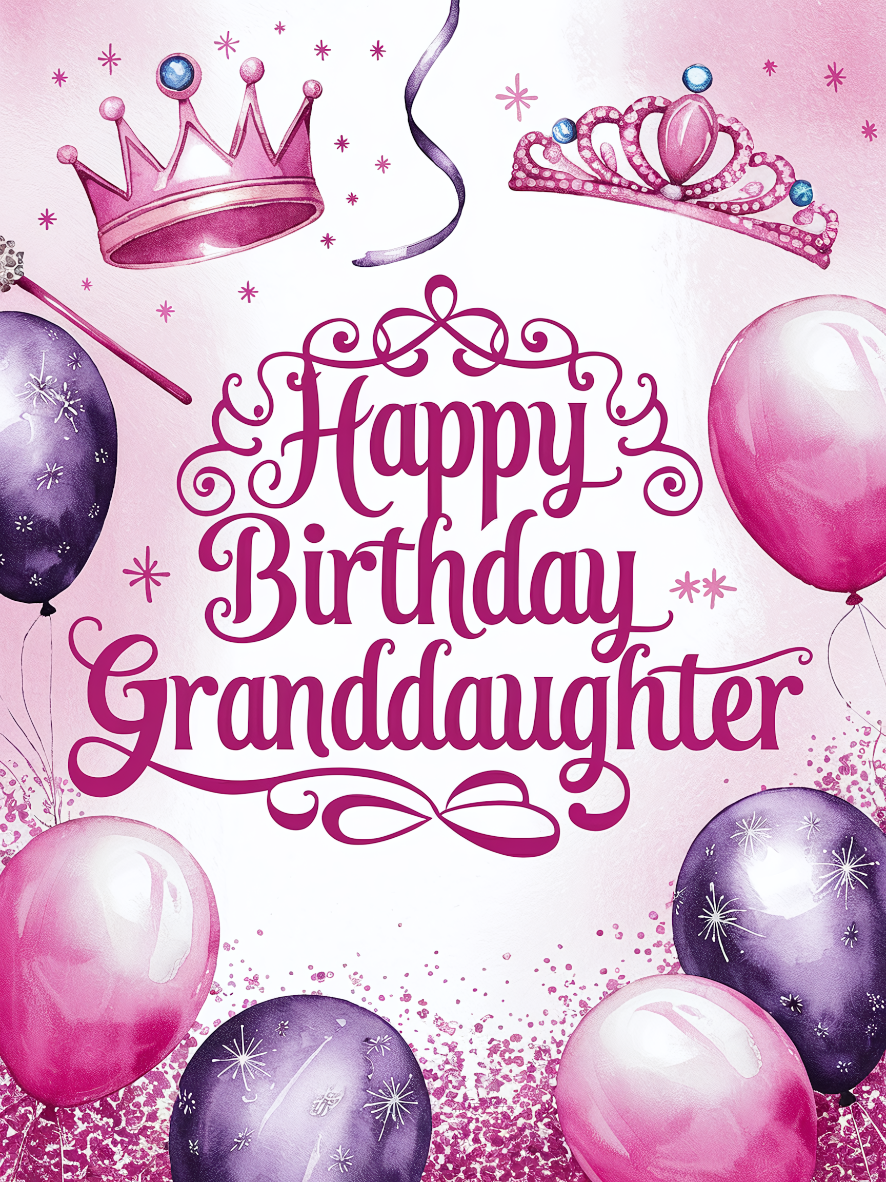 Free Download Watercolor Birthday Card for Granddaughter