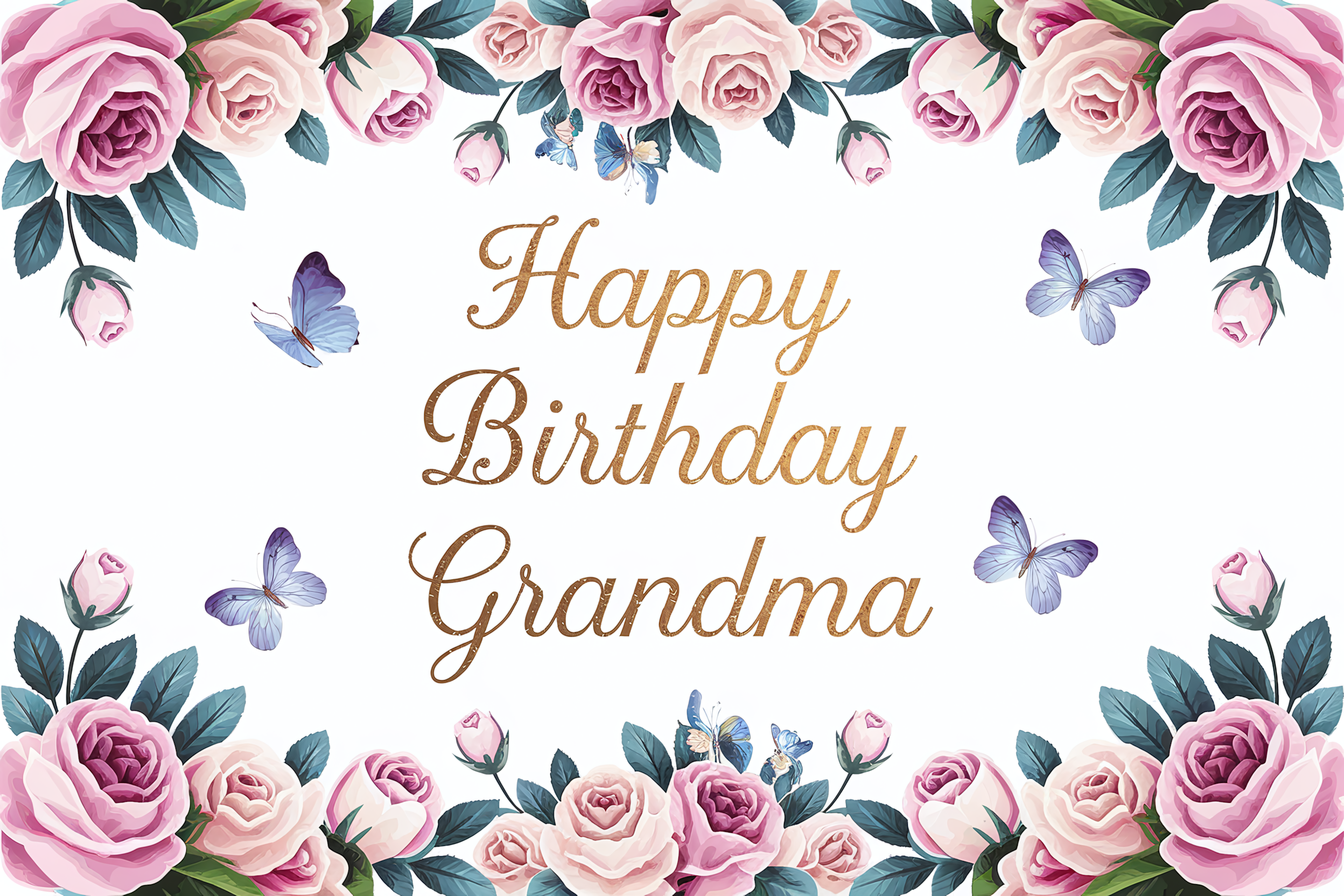 Free Download Happy Birthday Grandma Floral Card