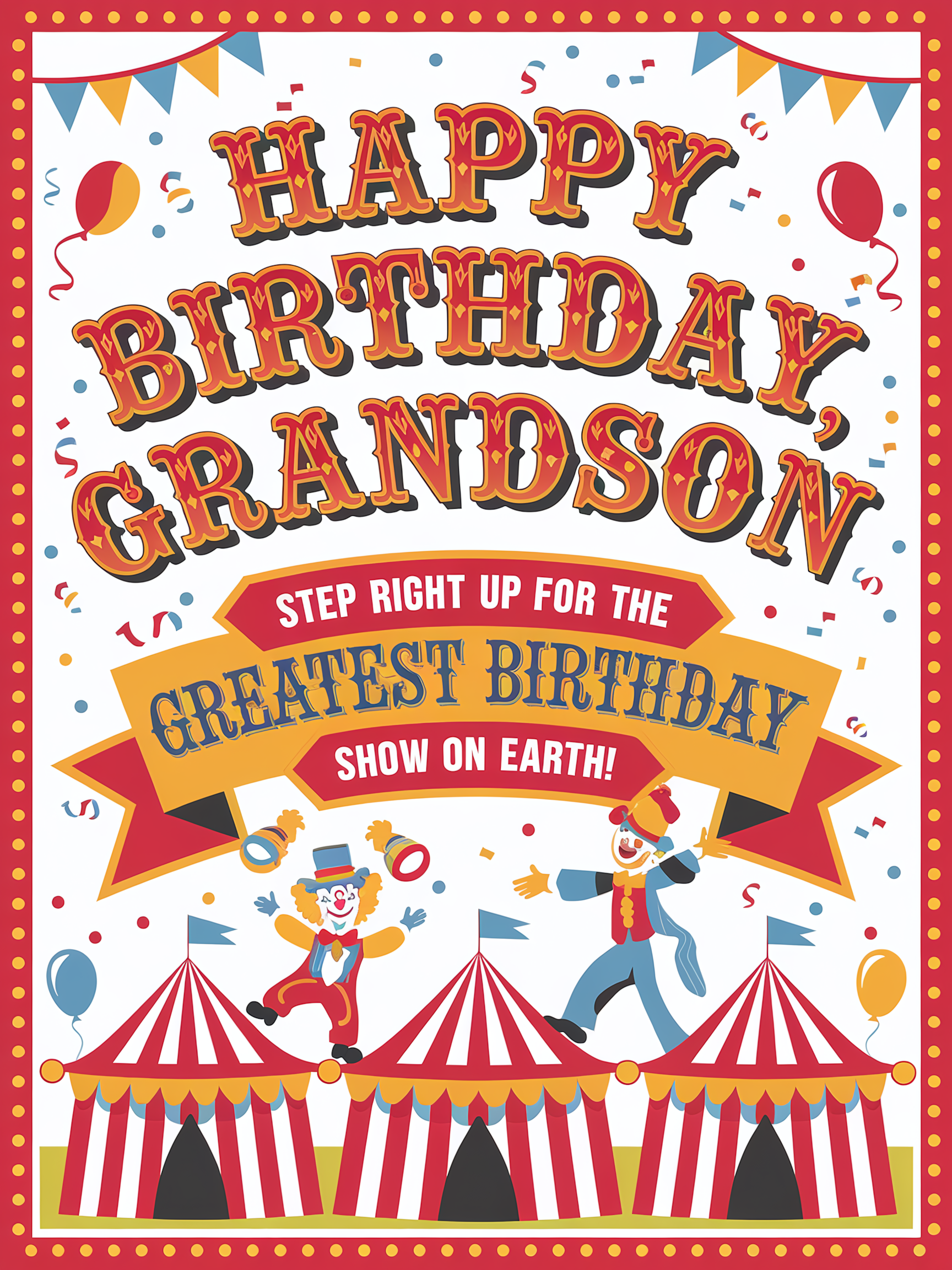 Happy Birthday Grandson Circus Card