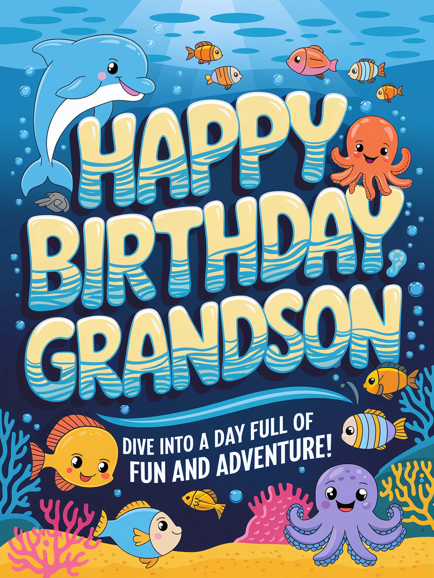 Happy Birthday Grandson Underwater Card