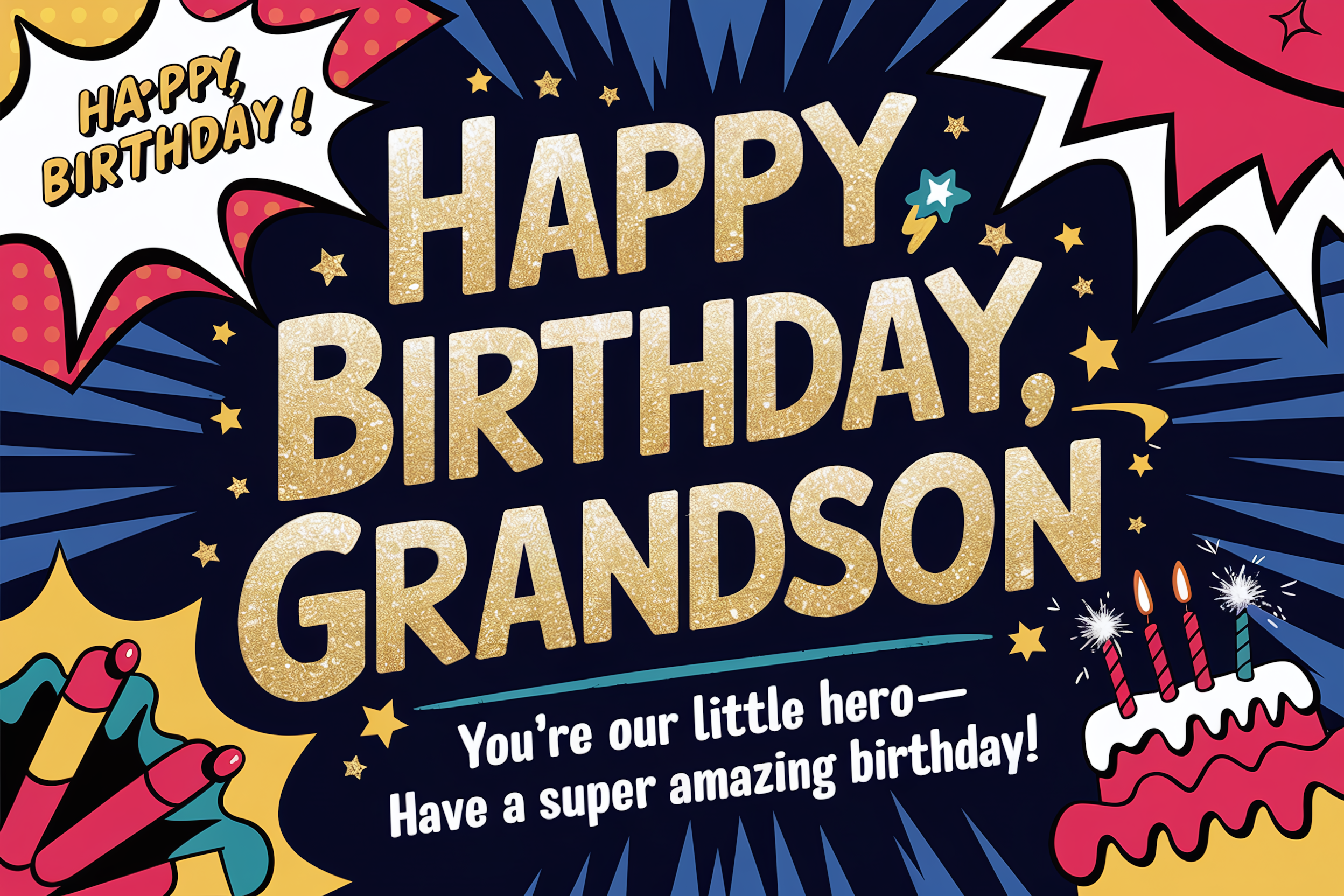 Happy Birthday Grandson – Comic Book Style Greeting Card