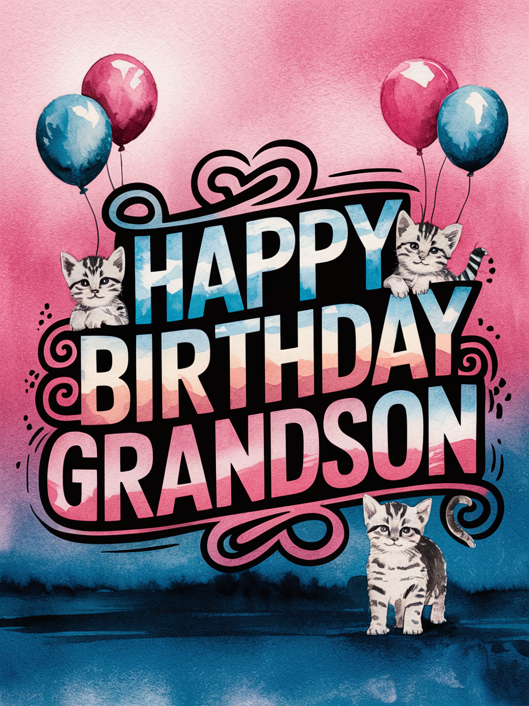 Happy Birthday Grandson with Cats
