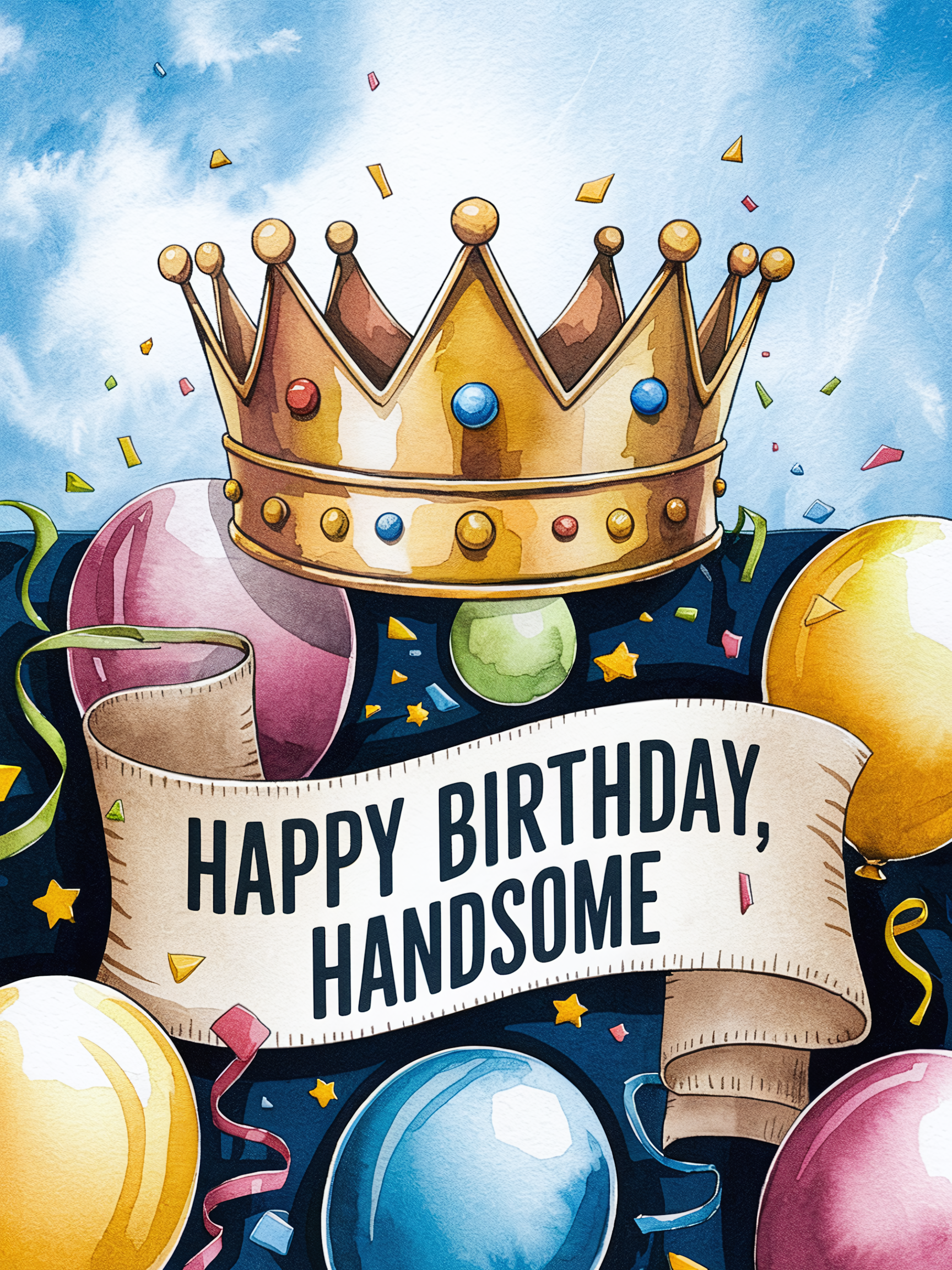 Free Download Happy Birthday Handsome Greeting Card