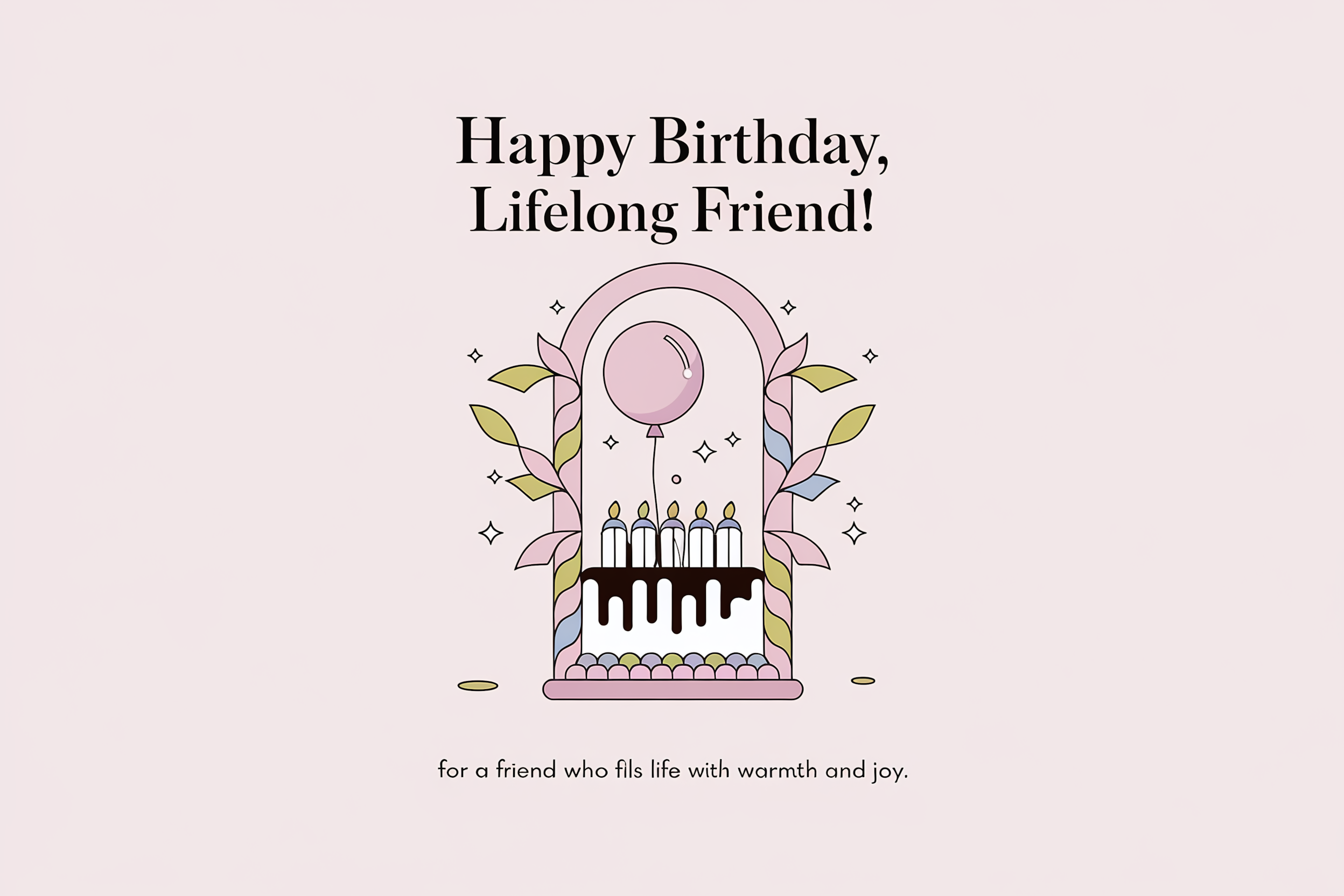 Minimalist Birthday Illustration for Lifelong Friend