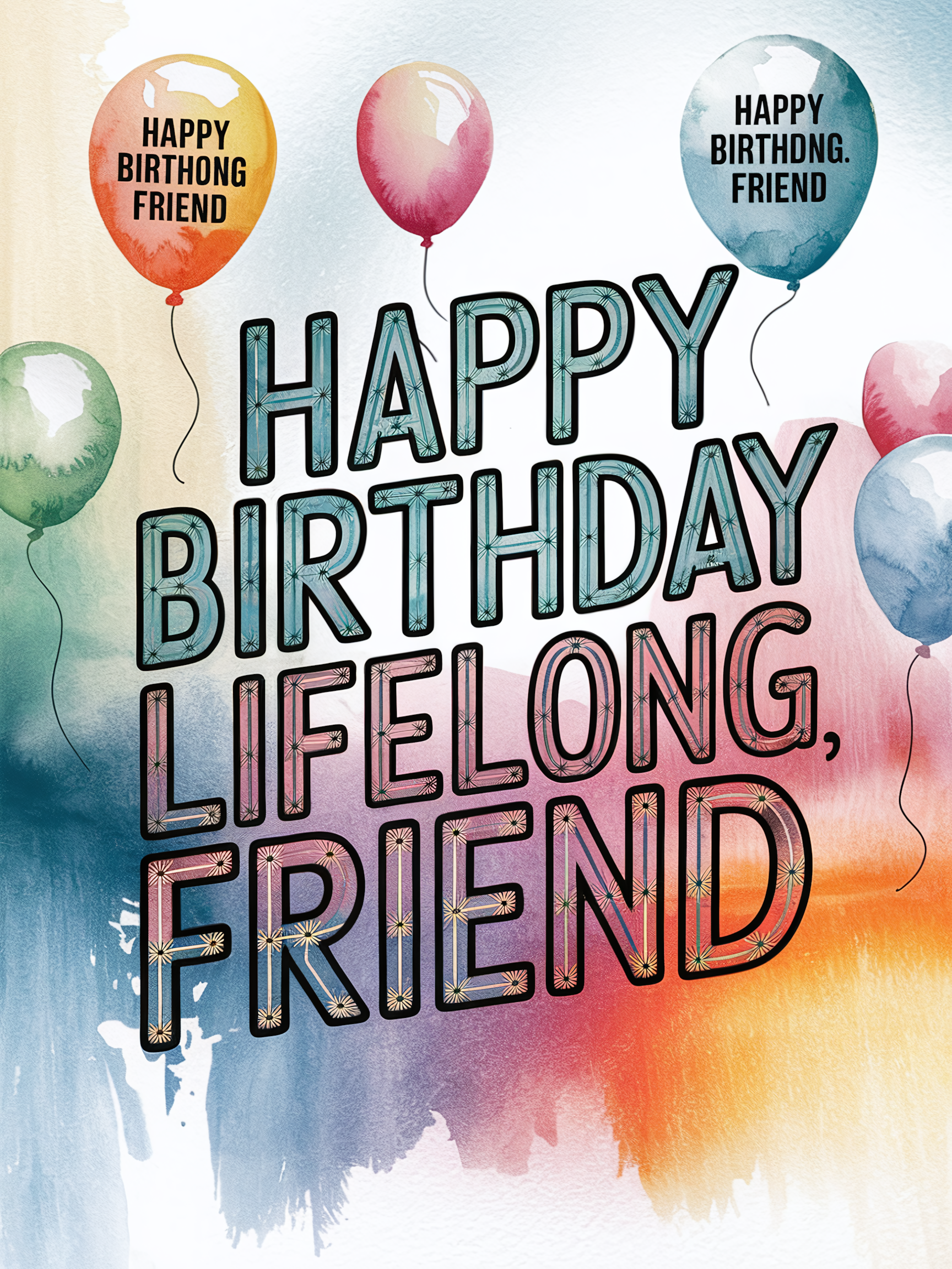 Watercolor Birthday Greeting Card for Lifelong Friend