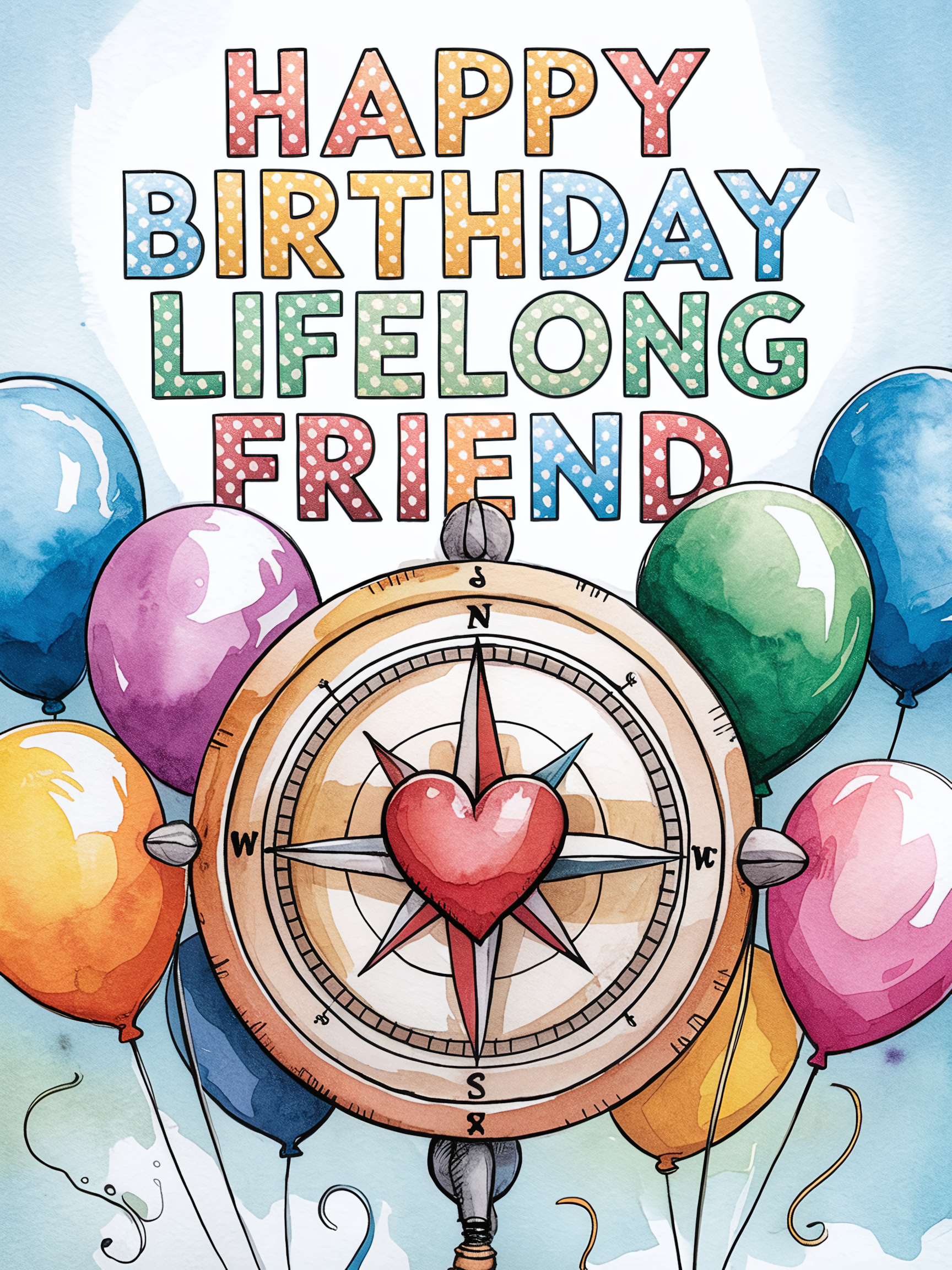 Happy Birthday Lifelong Friend Watercolor Greeting Card