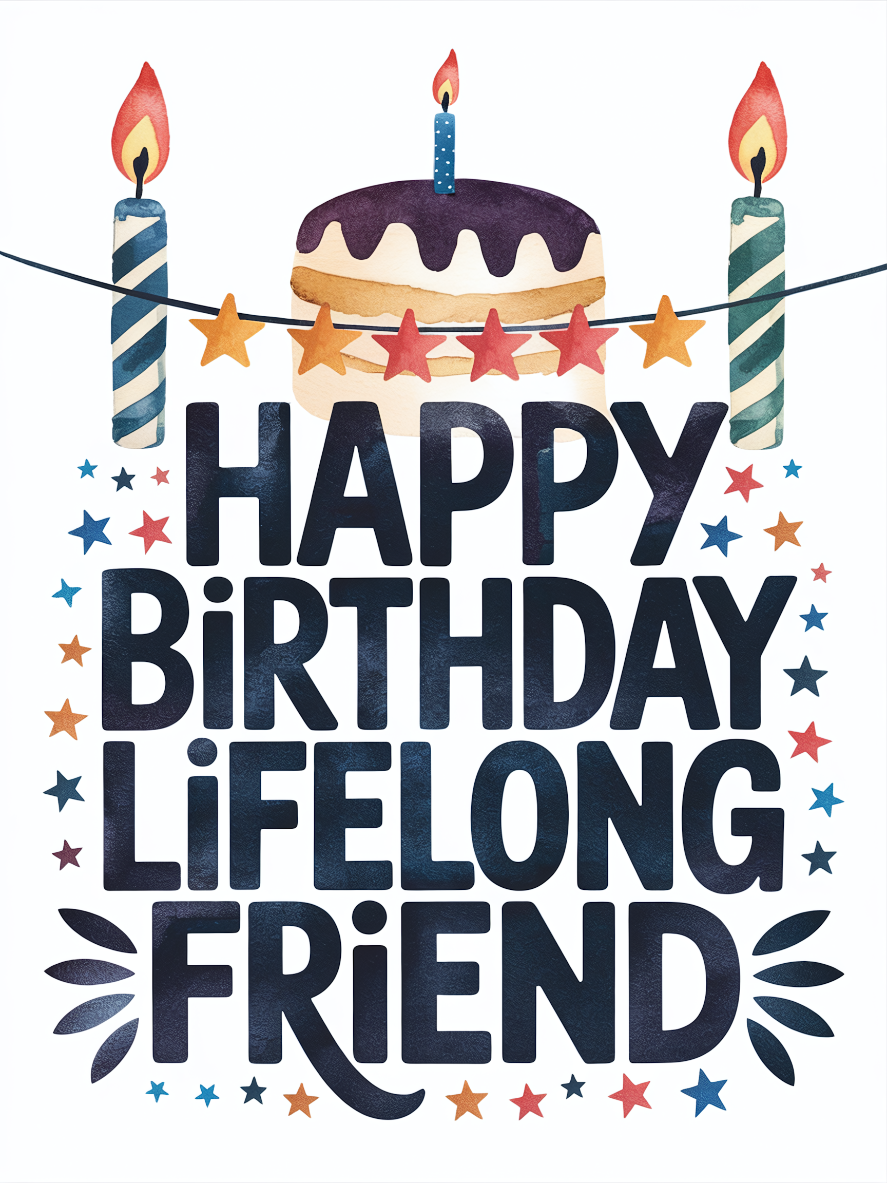 Happy Birthday Lifelong Friend Watercolor Card