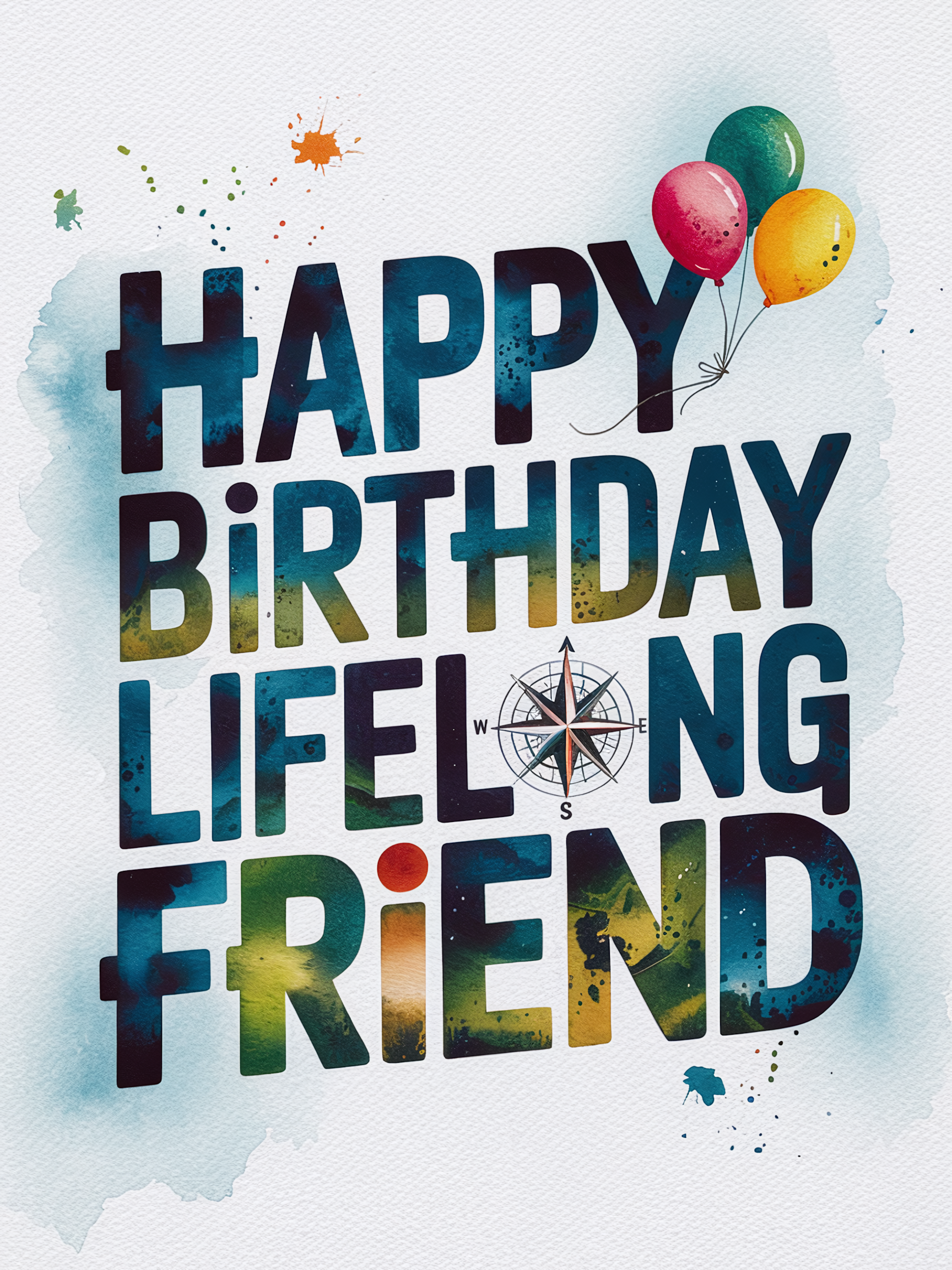 Happy Birthday Lifelong Friend Watercolor Greeting Card