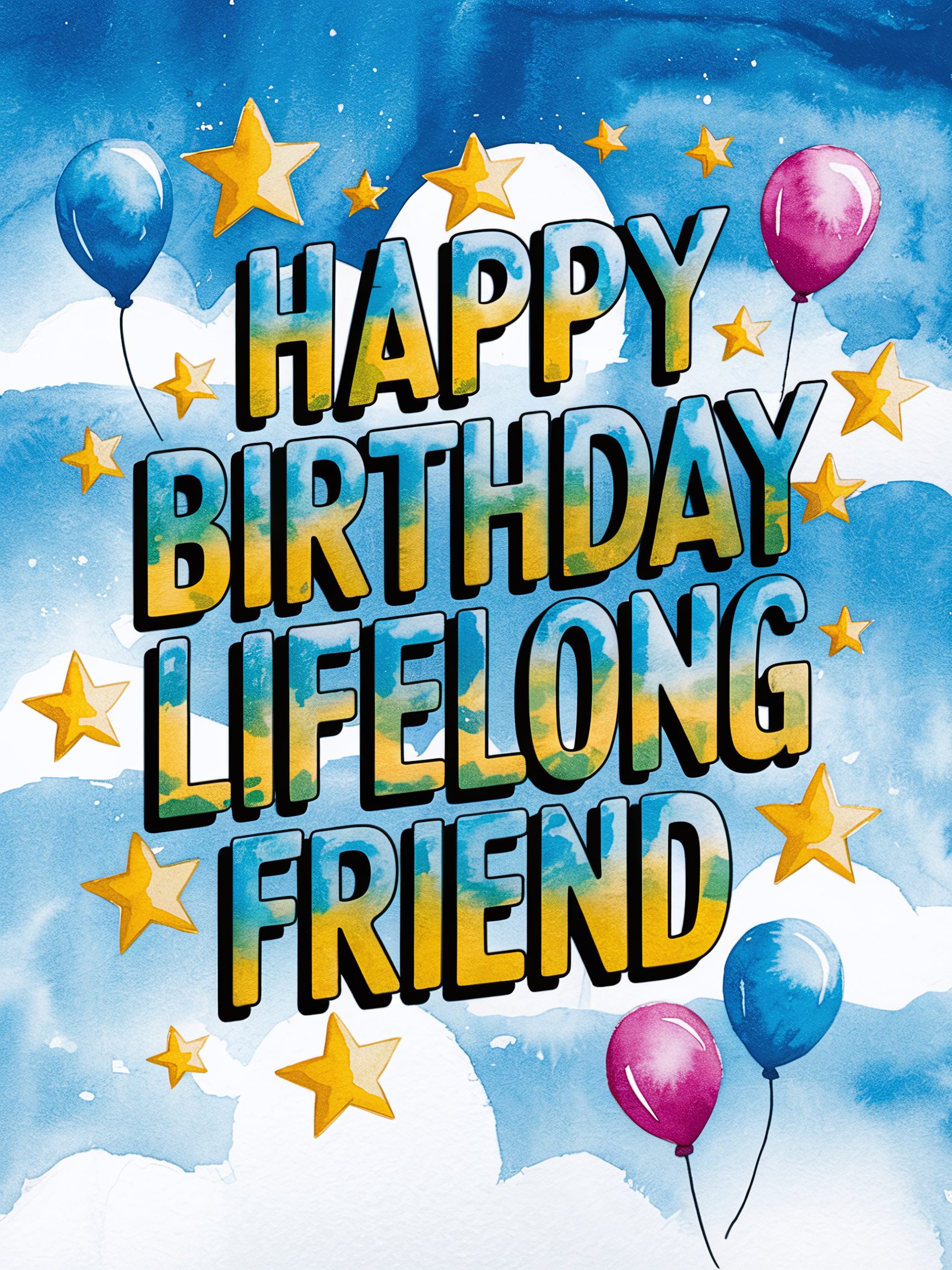 Watercolor Birthday Card For Lifelong Friend