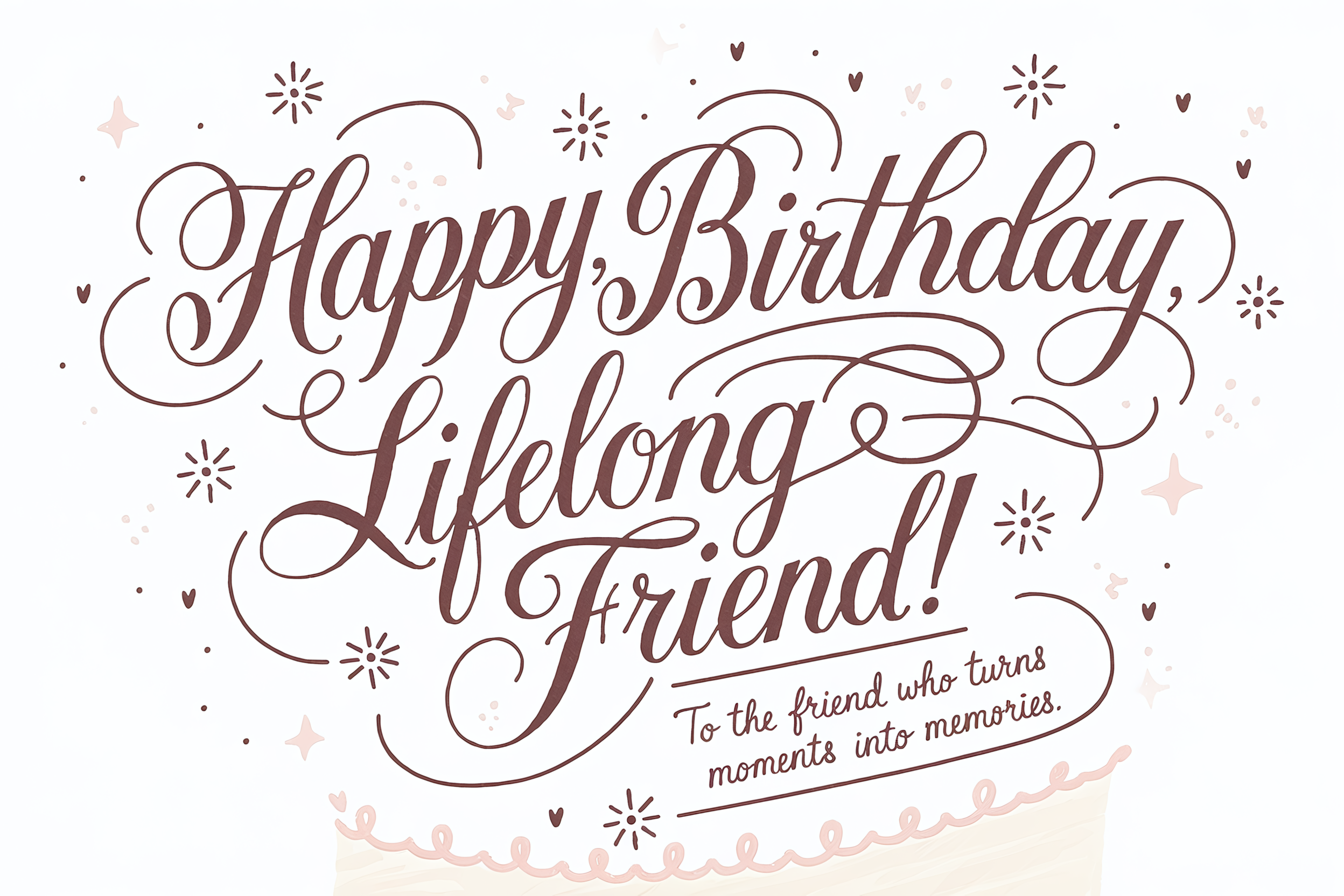Happy Birthday Lifelong Friend Calligraphy